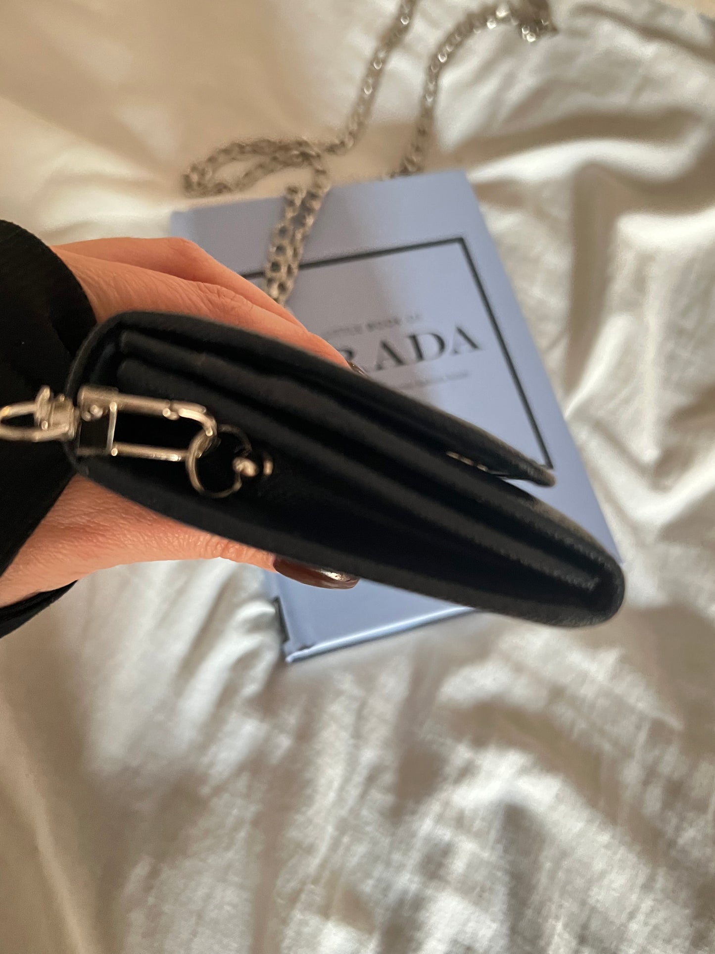 Pre-owned Prada Saffiano Leather Wallet On Chain Crossbody Bag