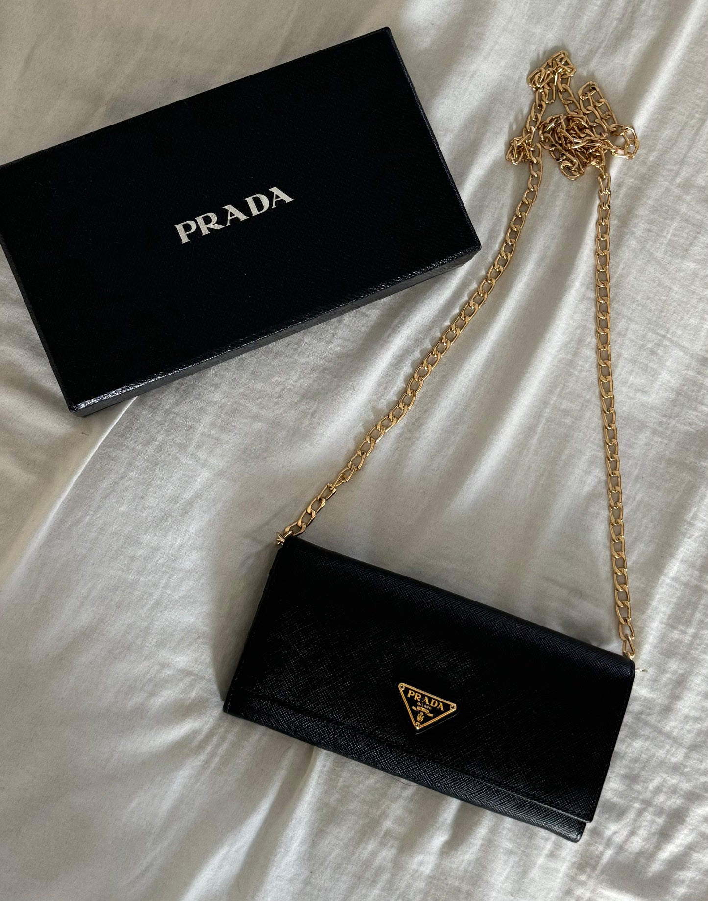 Pre-Owned Prada Saffiano Leather Wallet On Chain Crossbody Bag