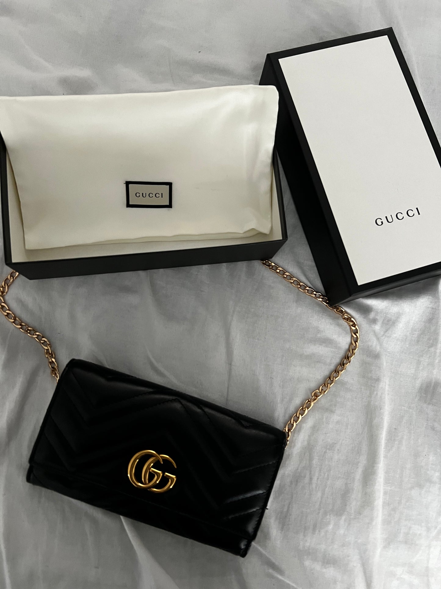 Pre-owned Gucci GG Marmont Wallet On Chain Crossbody Bag