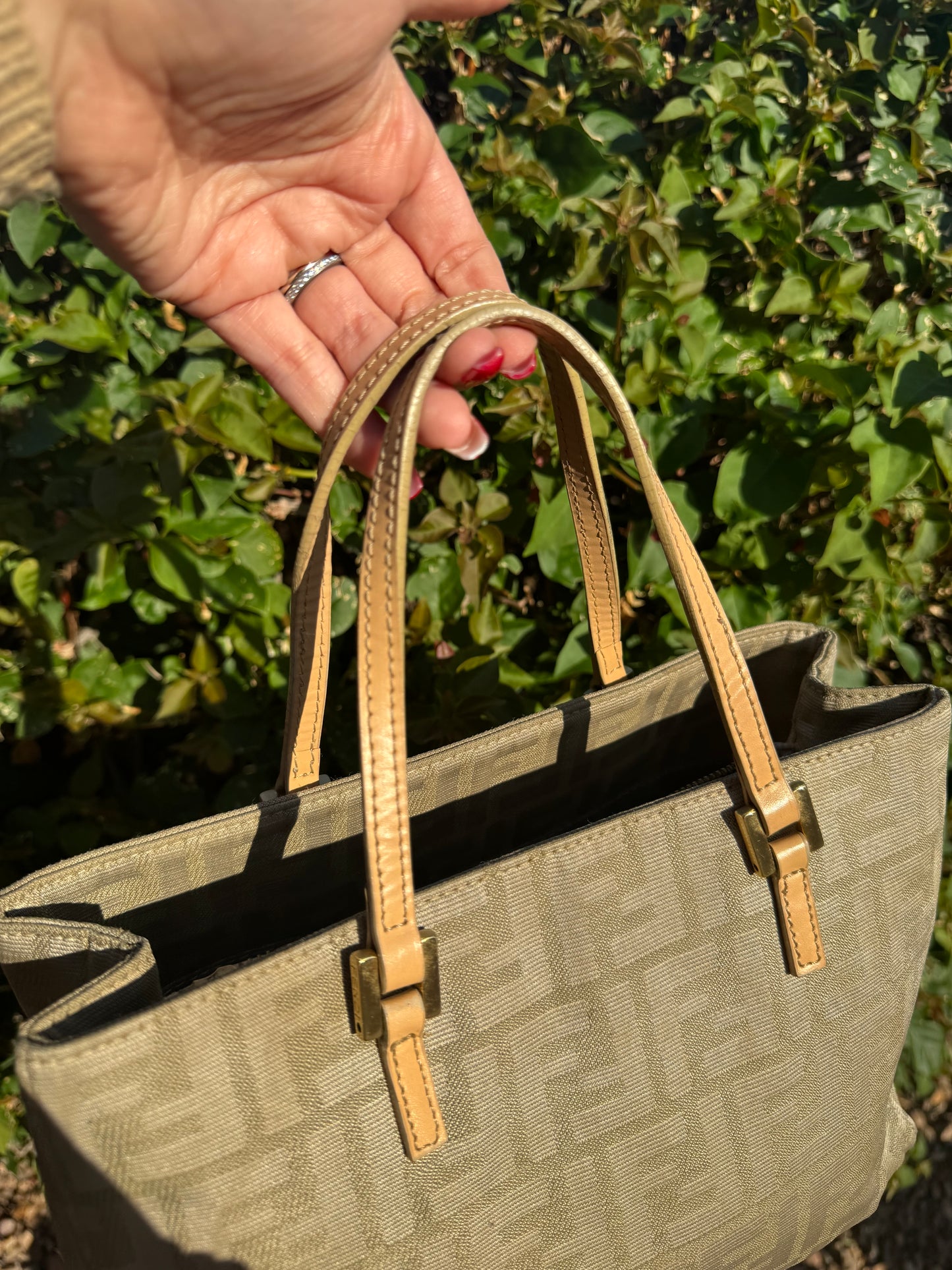 Pre-Owned Fendi Zucca Canvas Tote Handbag