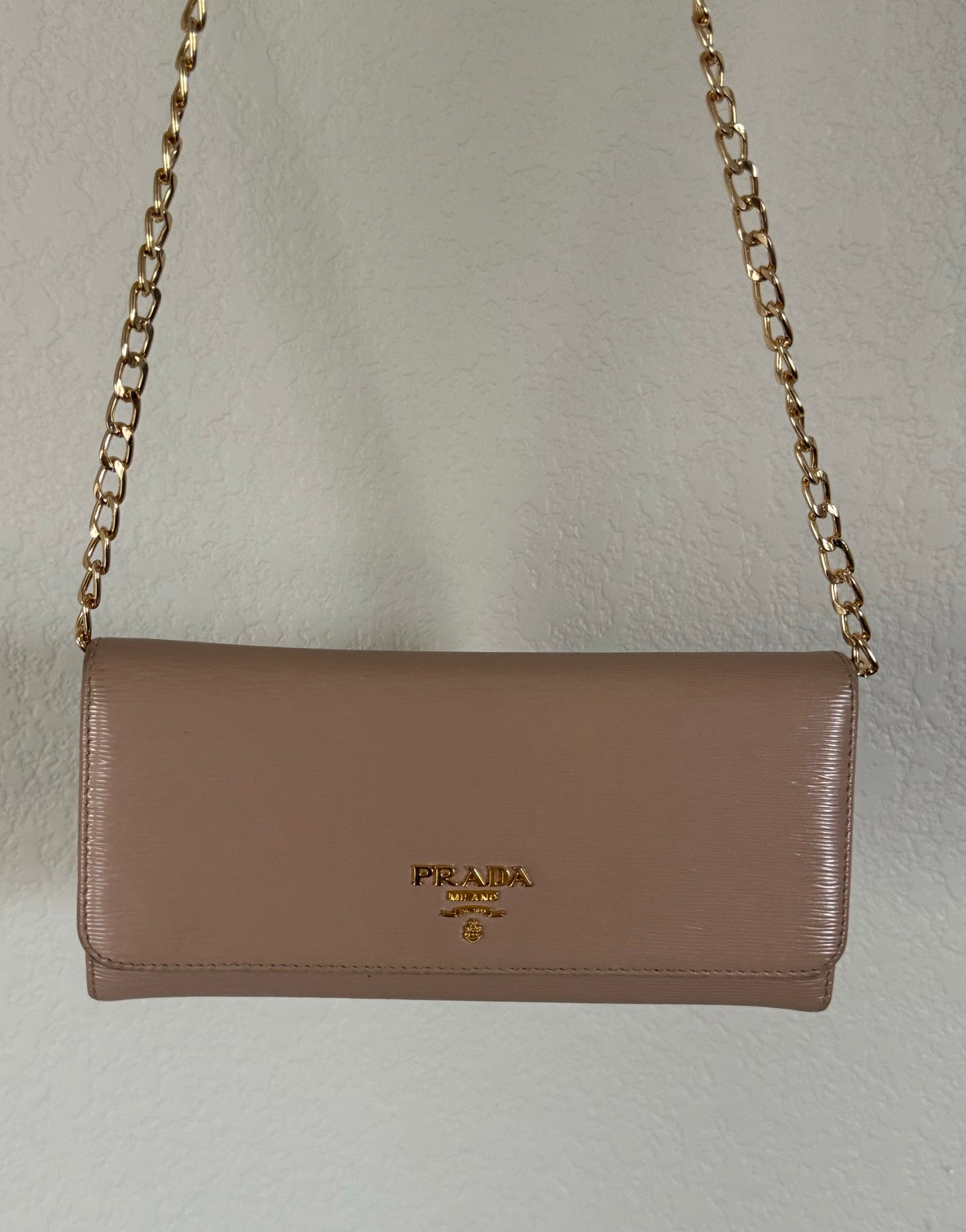 Pre-Owned Prada Cammeo Saffiano Leather Wallet On Chain Crossbody Bag