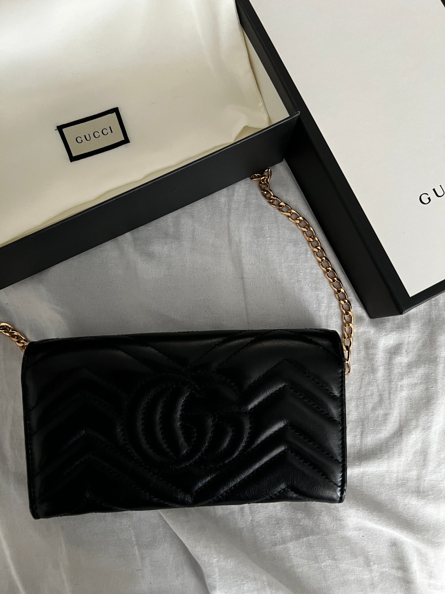 Pre-owned Gucci GG Marmont Wallet On Chain Crossbody Bag