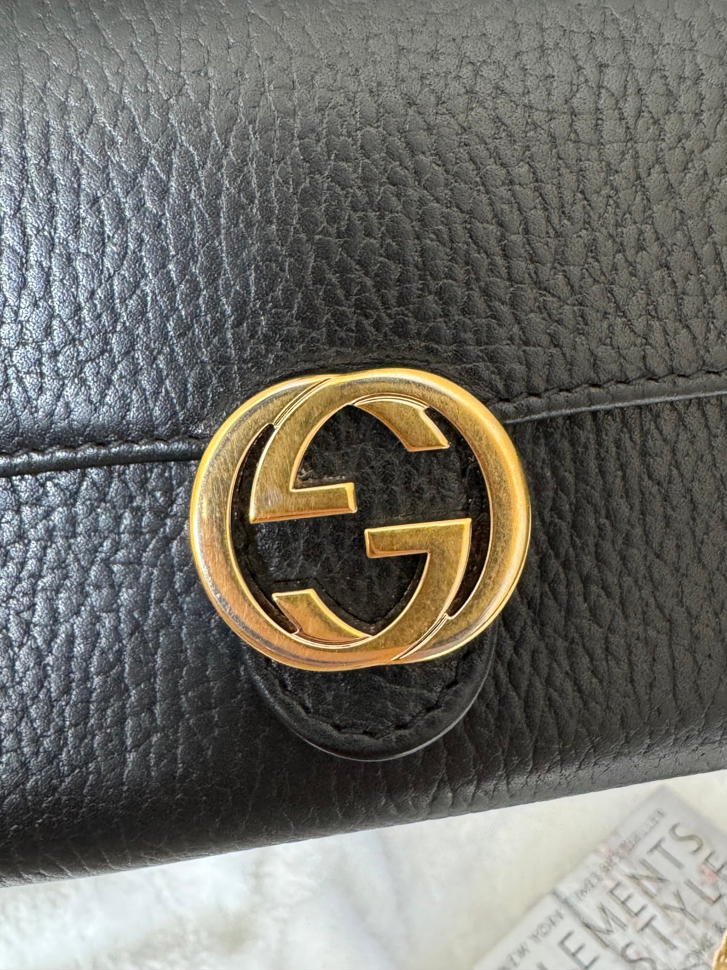 Pre-Owned Gucci Interlocking GG Leather Wallet On Chain Crossbody Bag