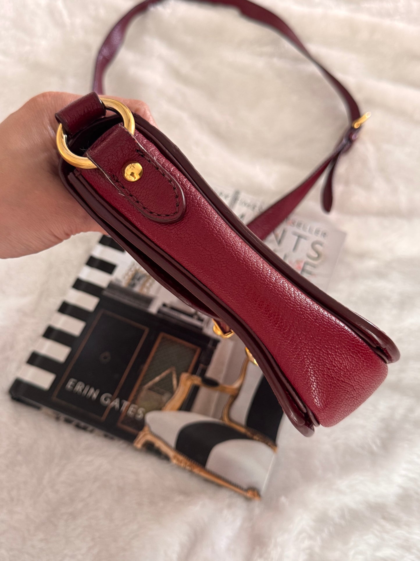 Pre-Owned  Miu Miu Red Madras Leather Crossbody Bag