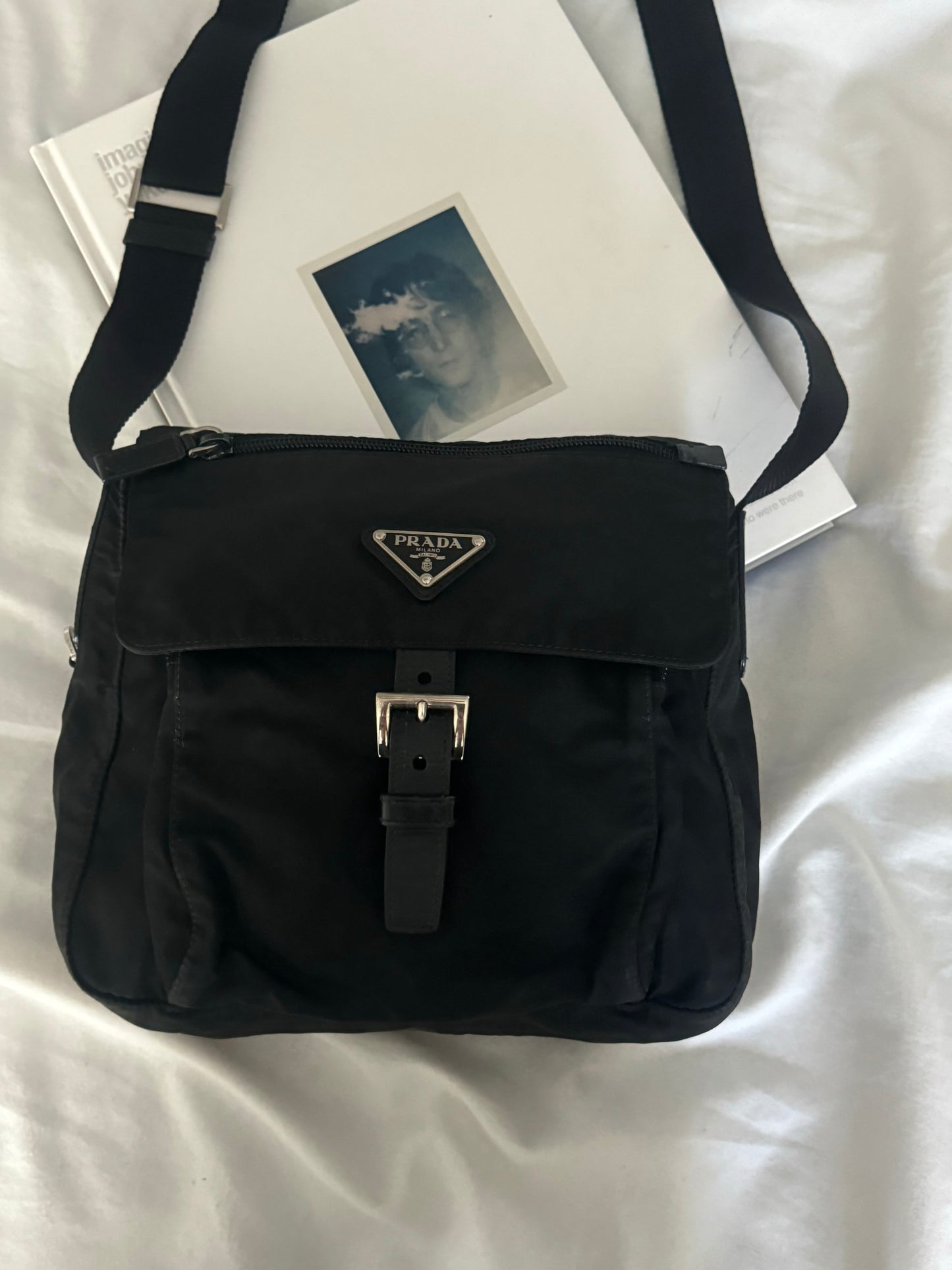 Pre-Owned Prada Buckle Messenger Bag Tessuto