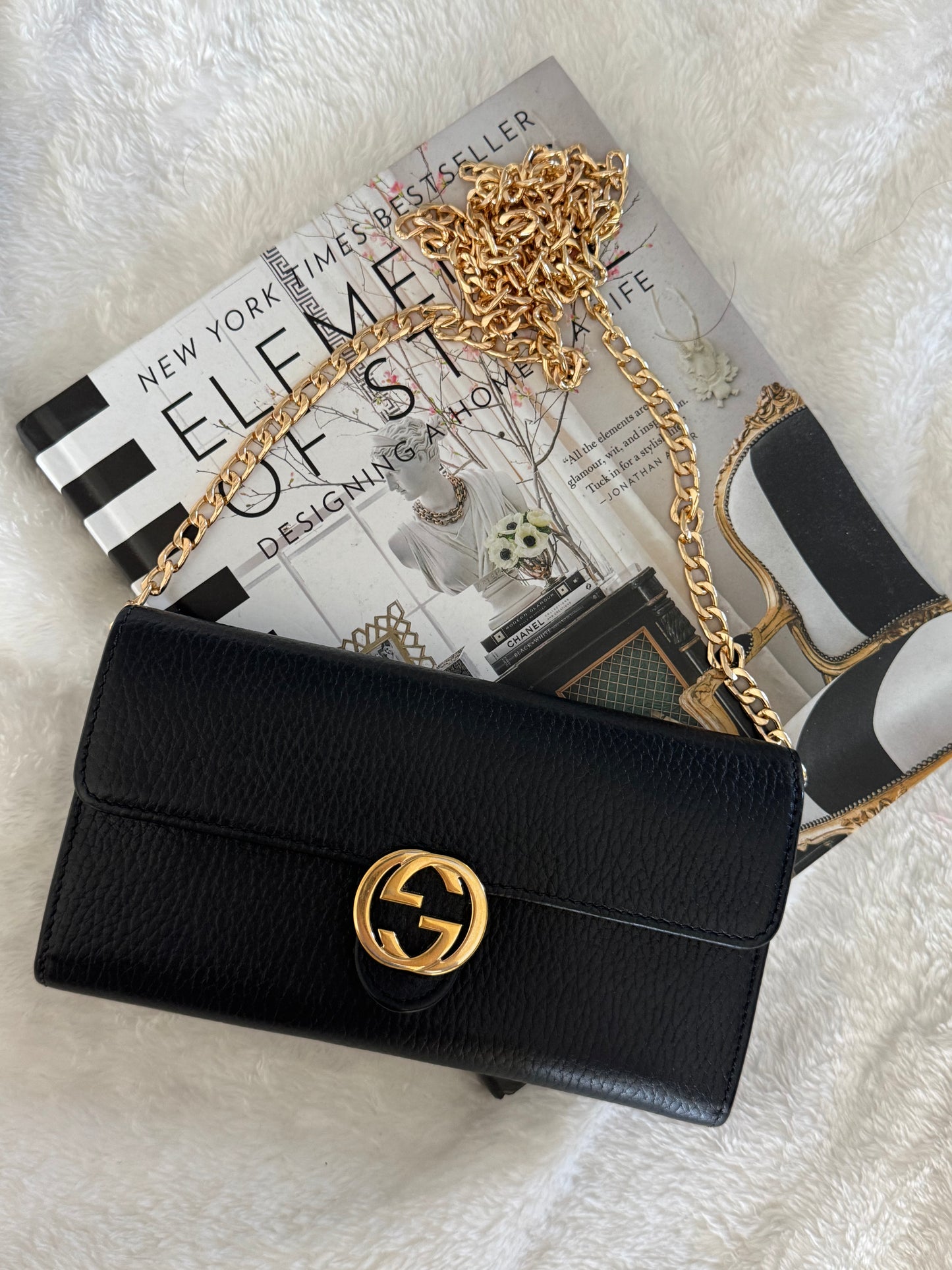 Pre-Owned Gucci Interlocking GG Leather Wallet On Chain Crossbody Bag