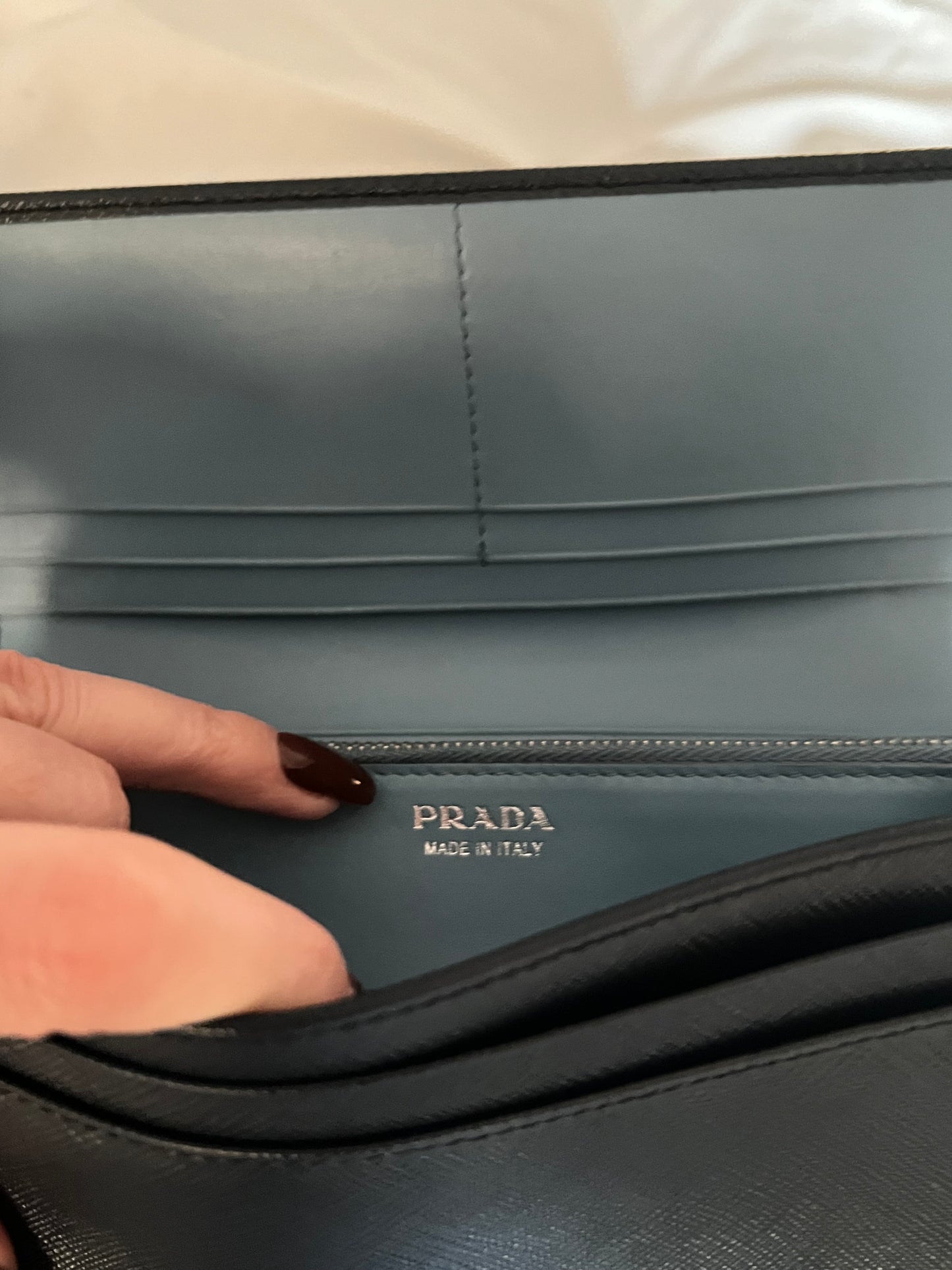 Pre-owned Prada Saffiano Leather Wallet On Chain Crossbody Bag