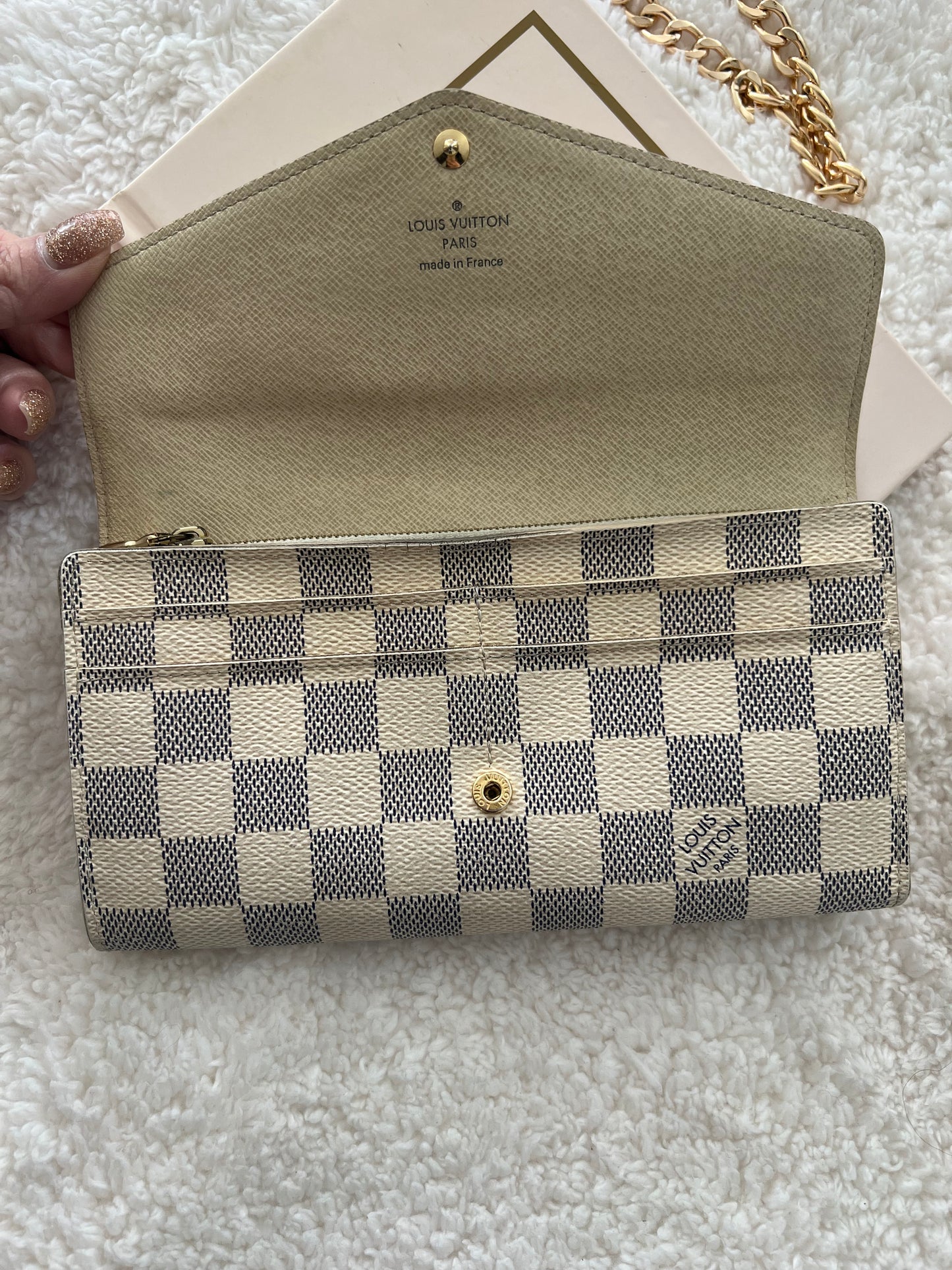 Pre-owned Louis Vuitton Damier Azur Sarah Wallet Crossbody Bag