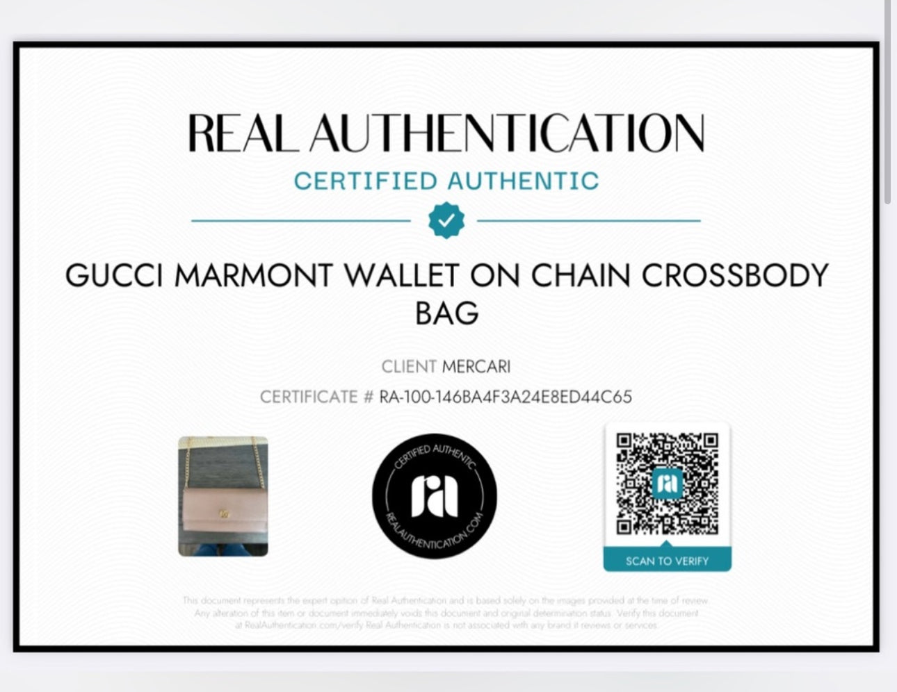 Pre- Owned Gucci Marmont Wallet On Chain Crossbody Bag