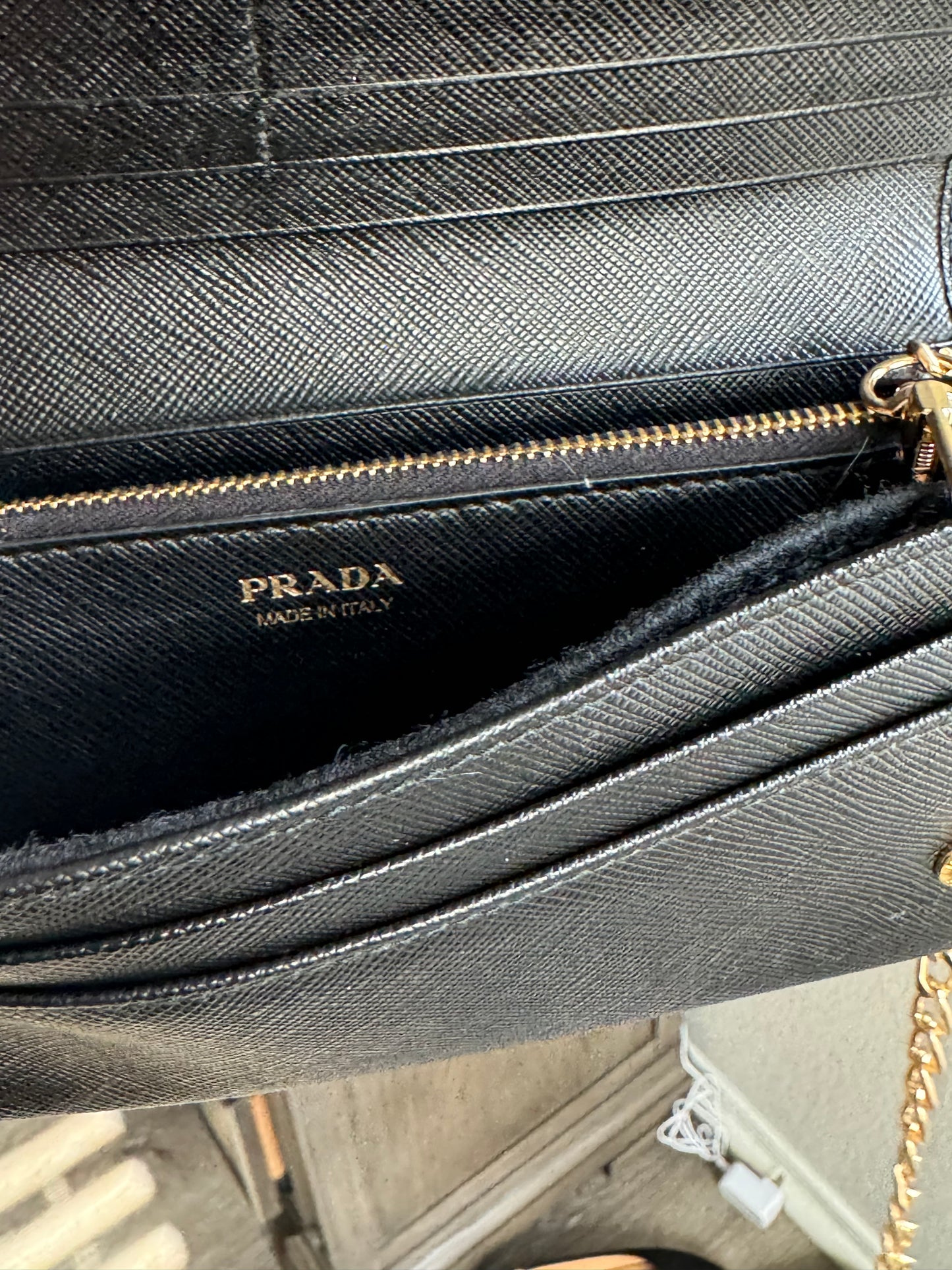 Pre-Owned Prada Saffiano Leather Wallet On Chain Crossbody Bag