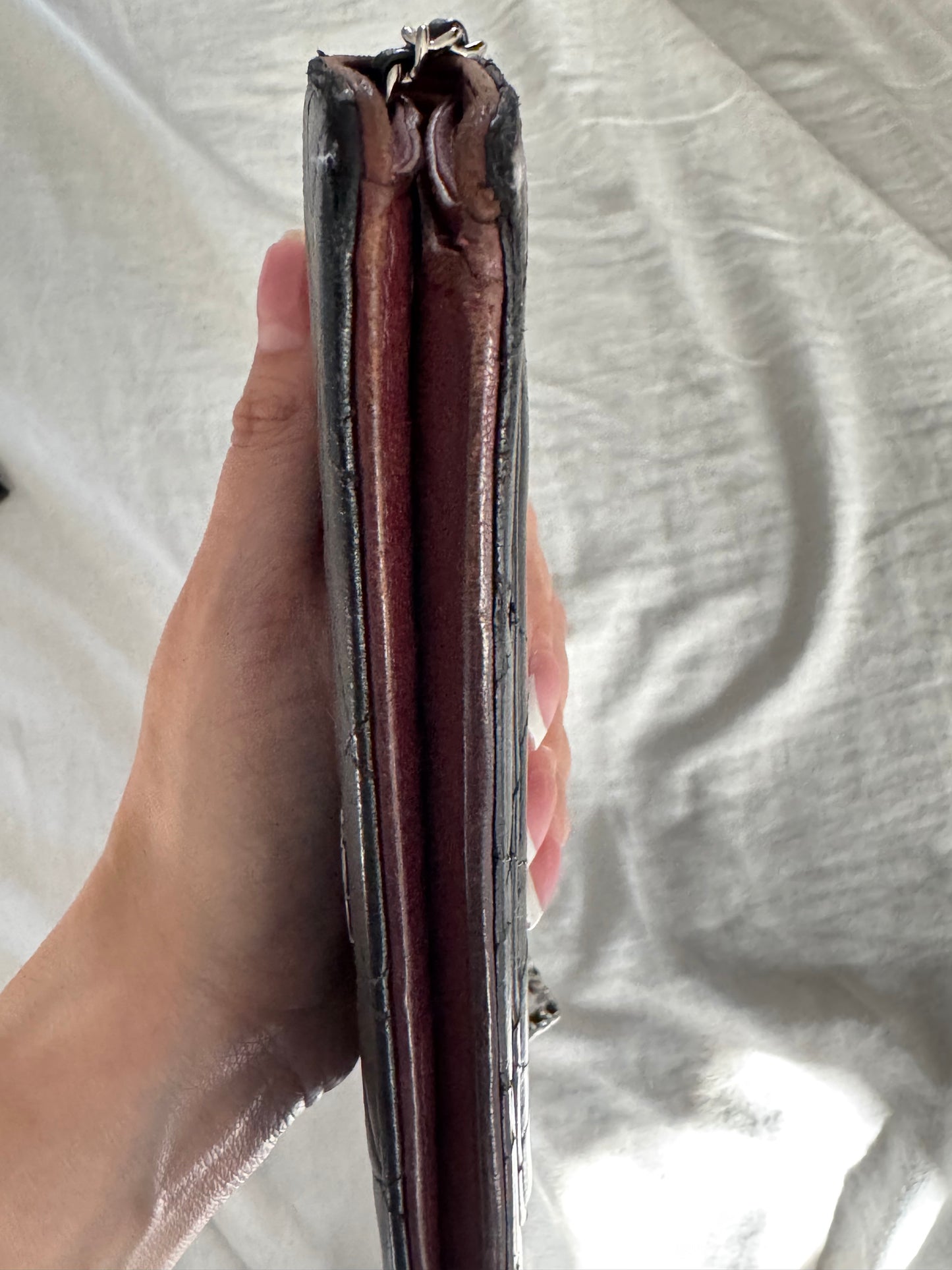 Pre-Owned CHANEL Lambskin Matelasse wallet on chain crossbody bag