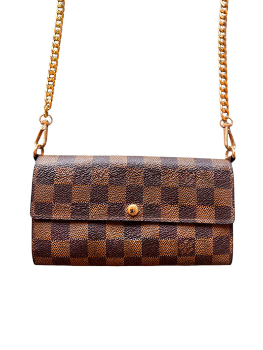 Pre-Owned Louis Vuitton Damier Ebene Wallet On Chain Crossbody Bag