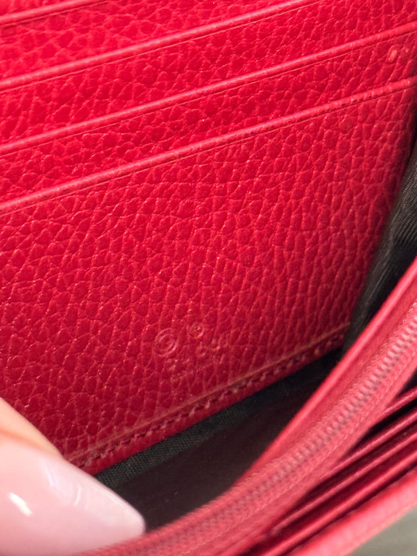 Pre-Owned Gucci Interlocking GG Leather Wallet On Chain Crossbody Bag -Red