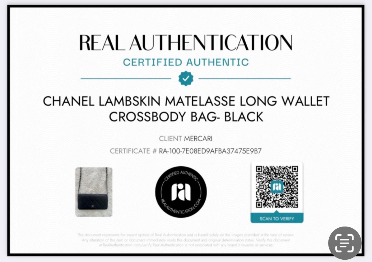 Pre-Owned CHANEL Lambskin Matelasse  wallet  on chain crossbody bag