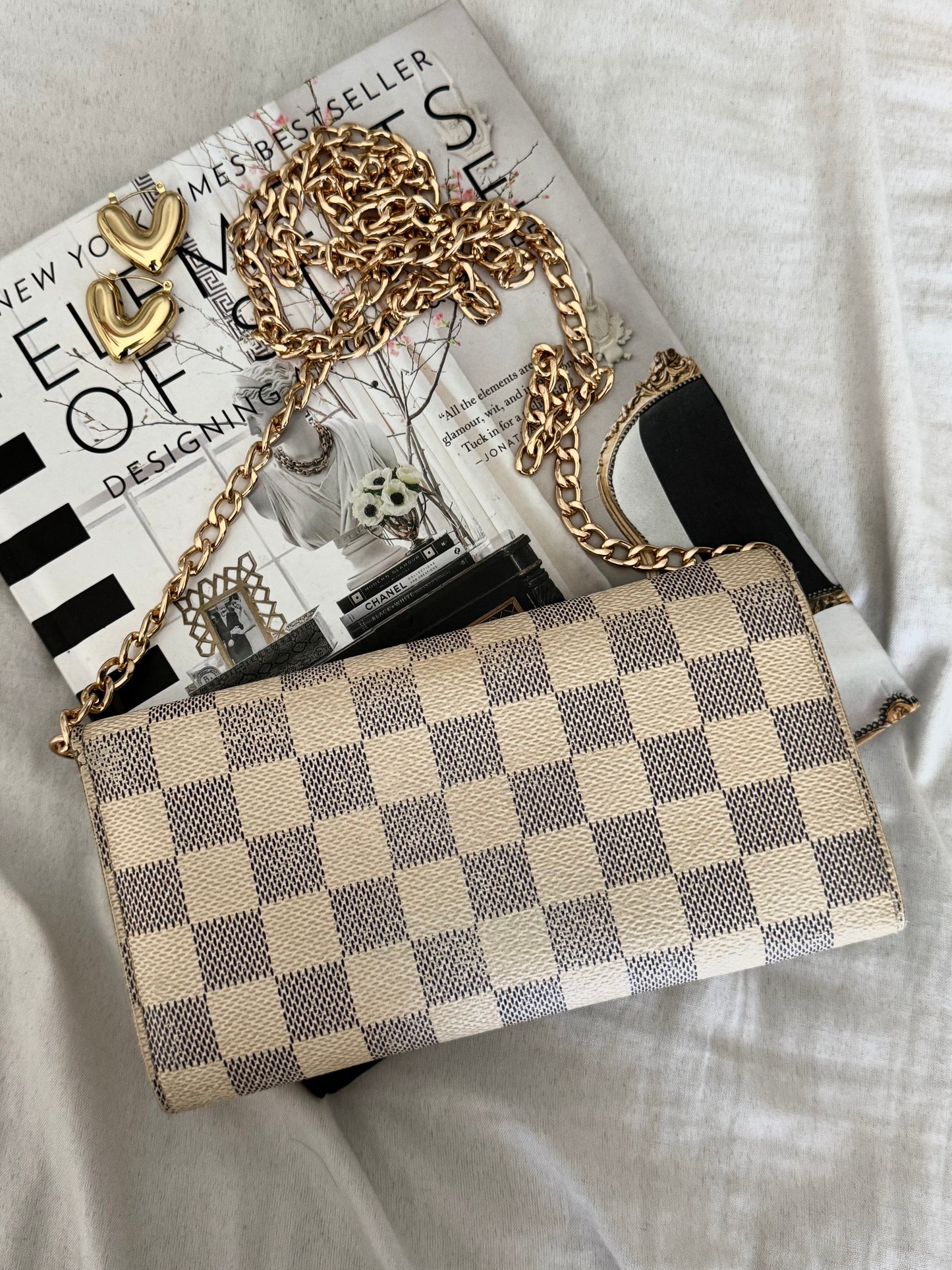 Pre-Owned Louis Vuitton Damier Azur Wallet On Chain Crossbody Bag