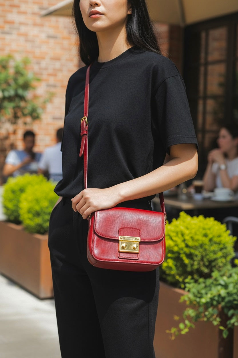 Pre-Owned  Miu Miu Red Madras Leather Crossbody Bag