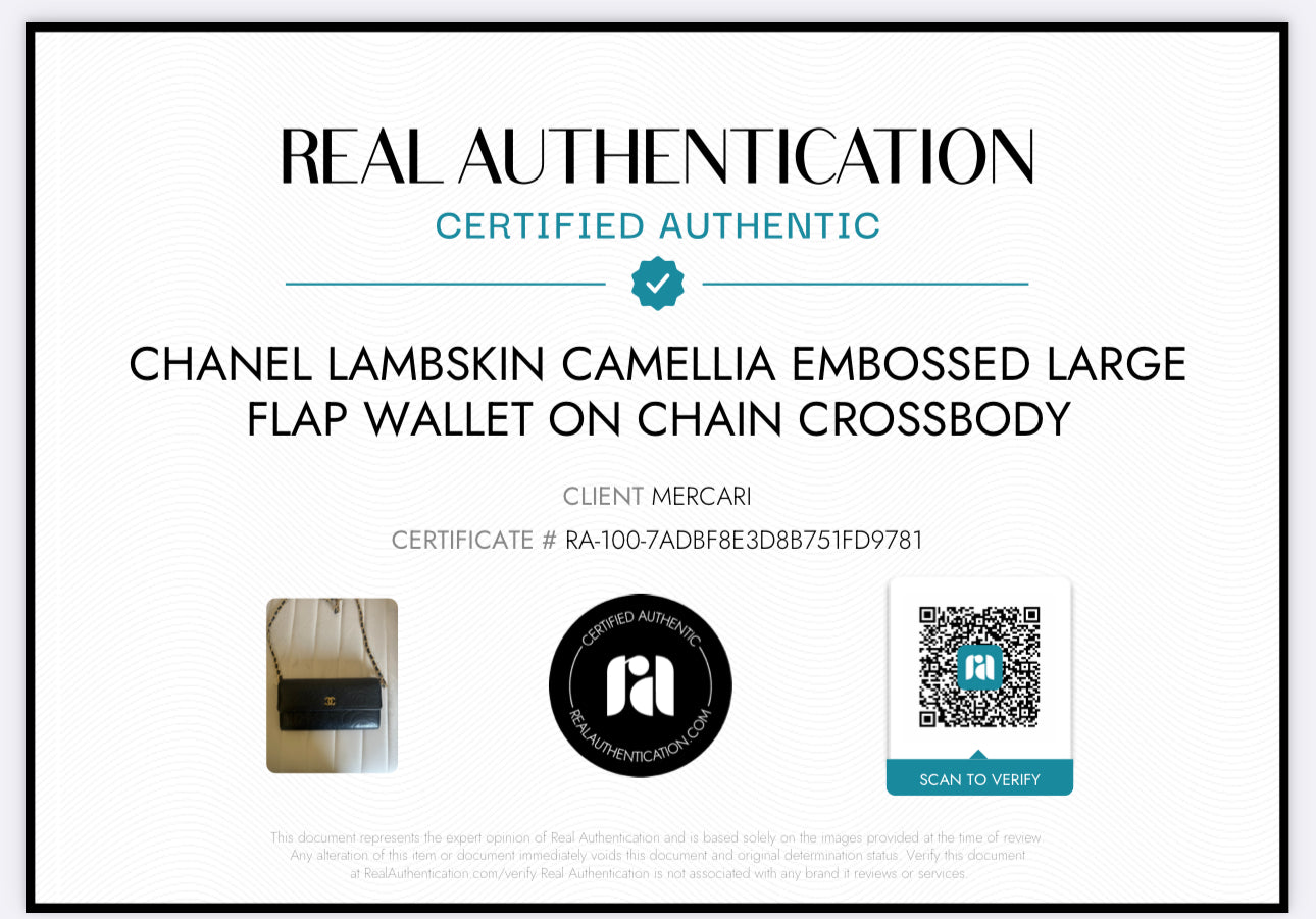 Pre-Owned Chanel Lambskin Camellia Embossed Large Flap Wallet On Chain Crossbody Bag