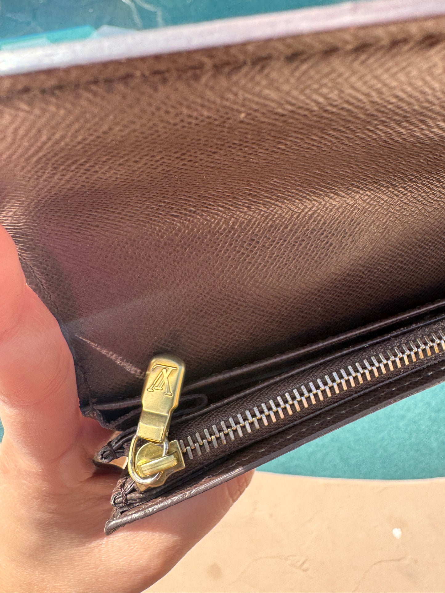 Pre-Owned Louis Vuitton Damier Ebene Wallet On Chain Crossbody Bag