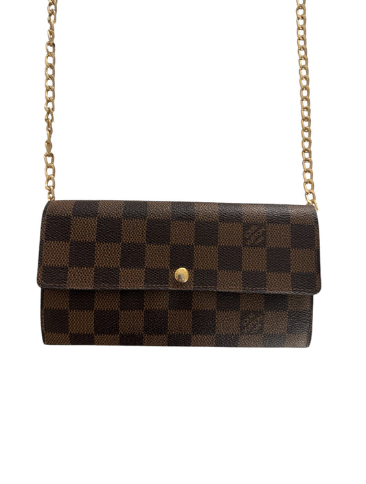 Pre-Owned Louis Vuitton Damier Ebene Wallet On Chain Crossbody Bag