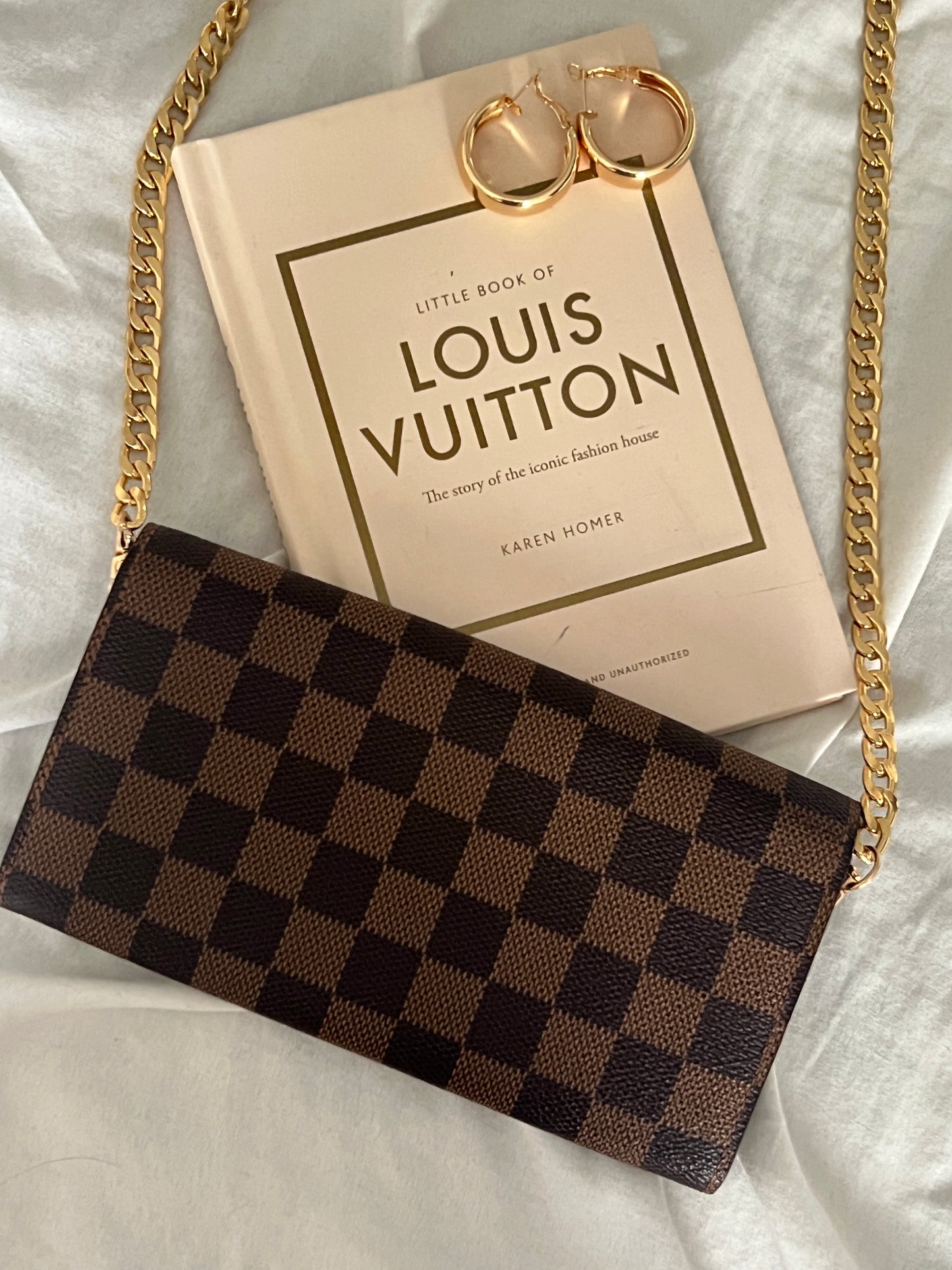 Pre-owned Louis Vuitton Damier Ebene Wallet On Chain Crossbody Bag