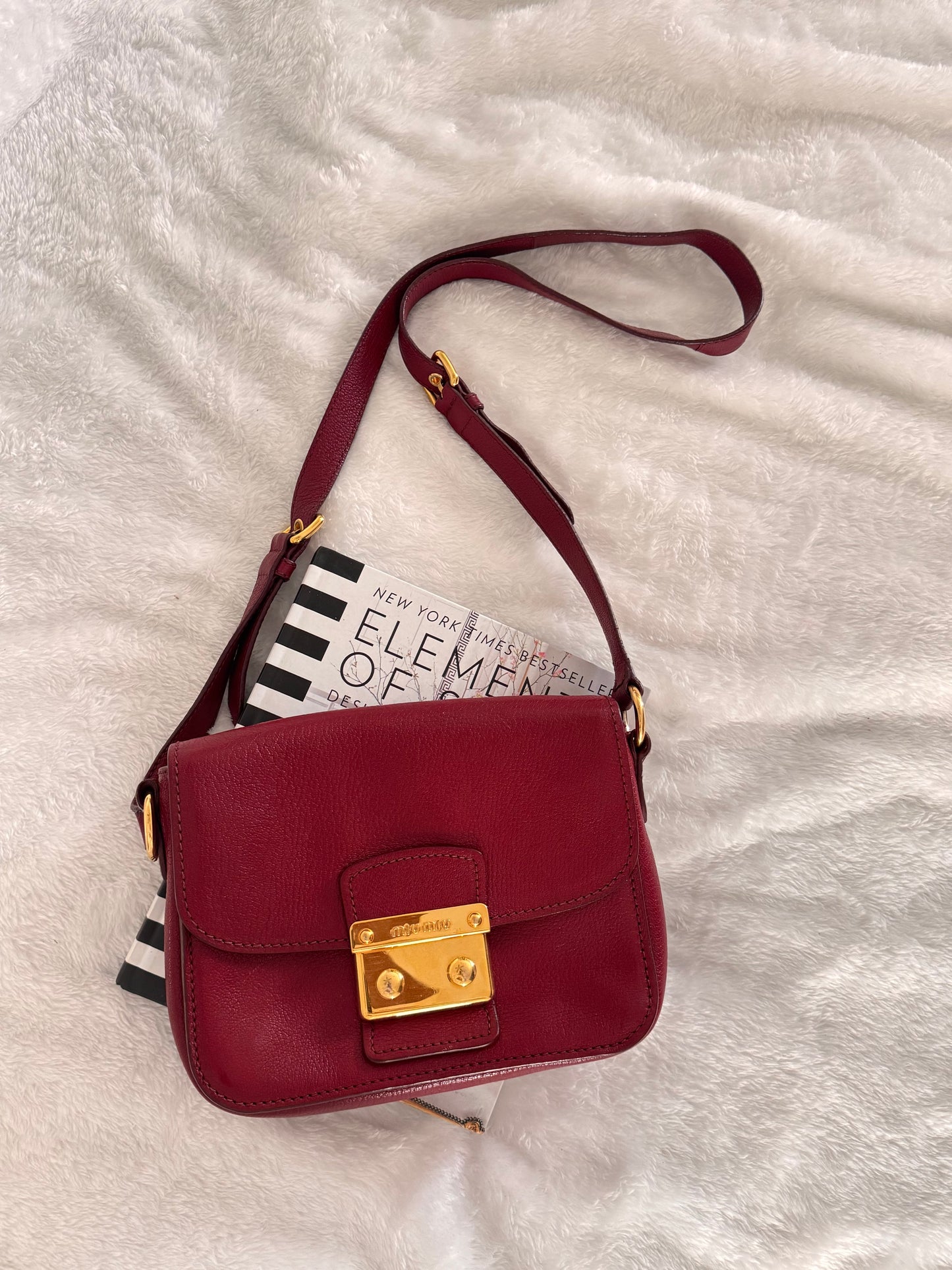 Pre-Owned  Miu Miu Red Madras Leather Crossbody Bag
