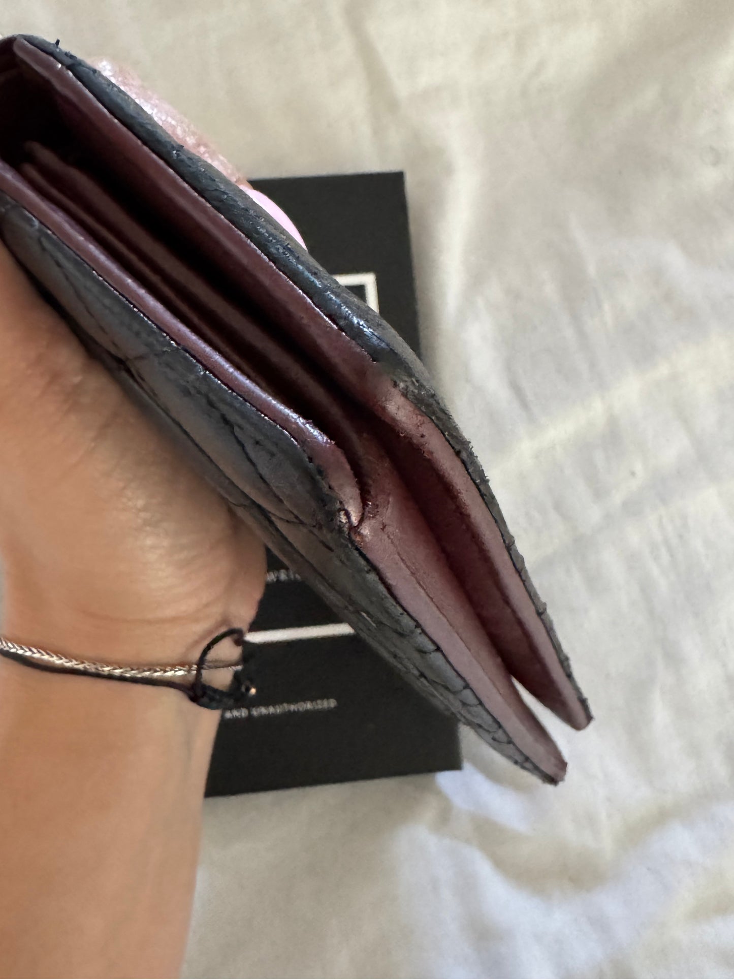 Pre-Owned CHANEL Lambskin Matelasse  wallet  on chain crossbody bag