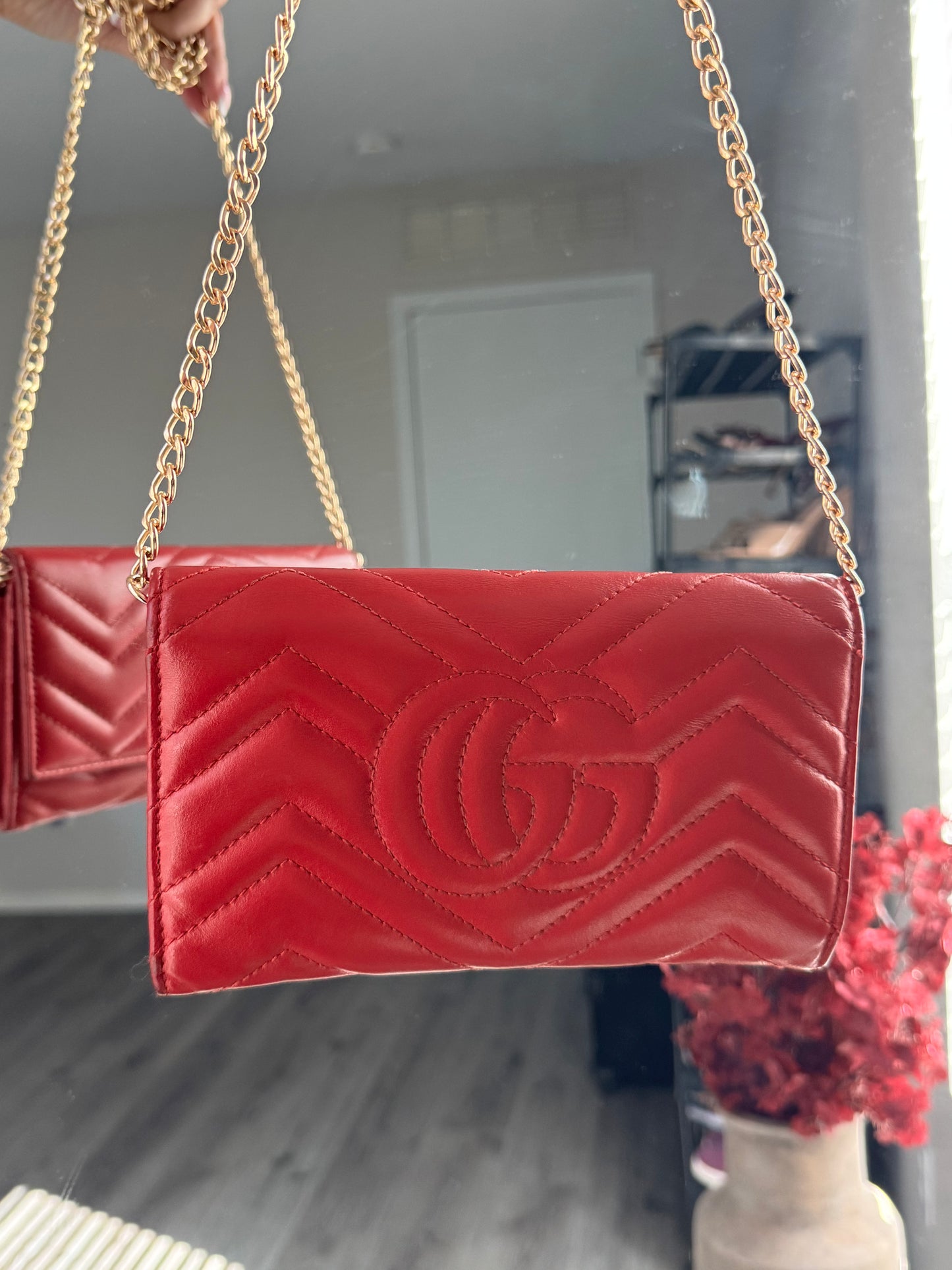 Pre-Owned GUCCI Marmont Wallet Crossbody Bag
