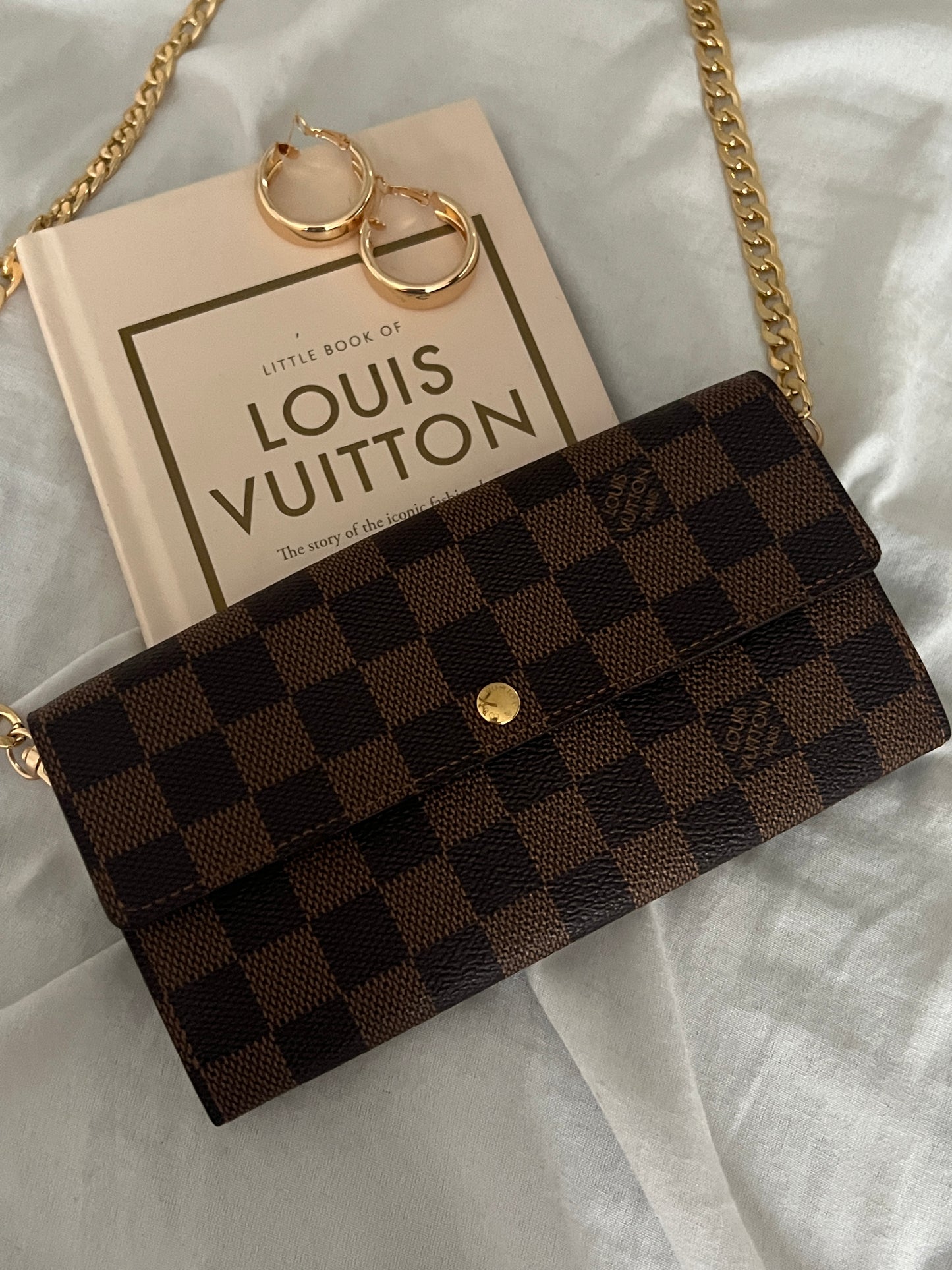 Pre-owned Louis Vuitton Damier Ebene Wallet On Chain Crossbody Bag