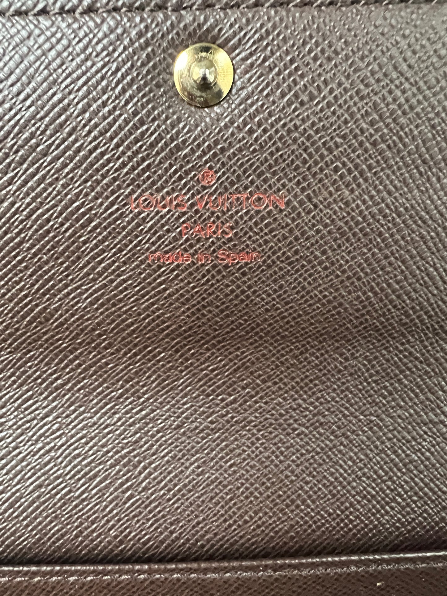 Pre-owned Louis Vuitton Damier Ebene Wallet On Chain Crossbody Bag