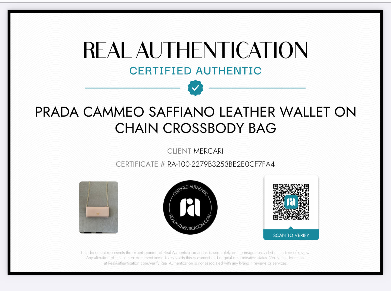 Pre-Owned Prada Cammeo Saffiano Leather Wallet On Chain Crossbody Bag