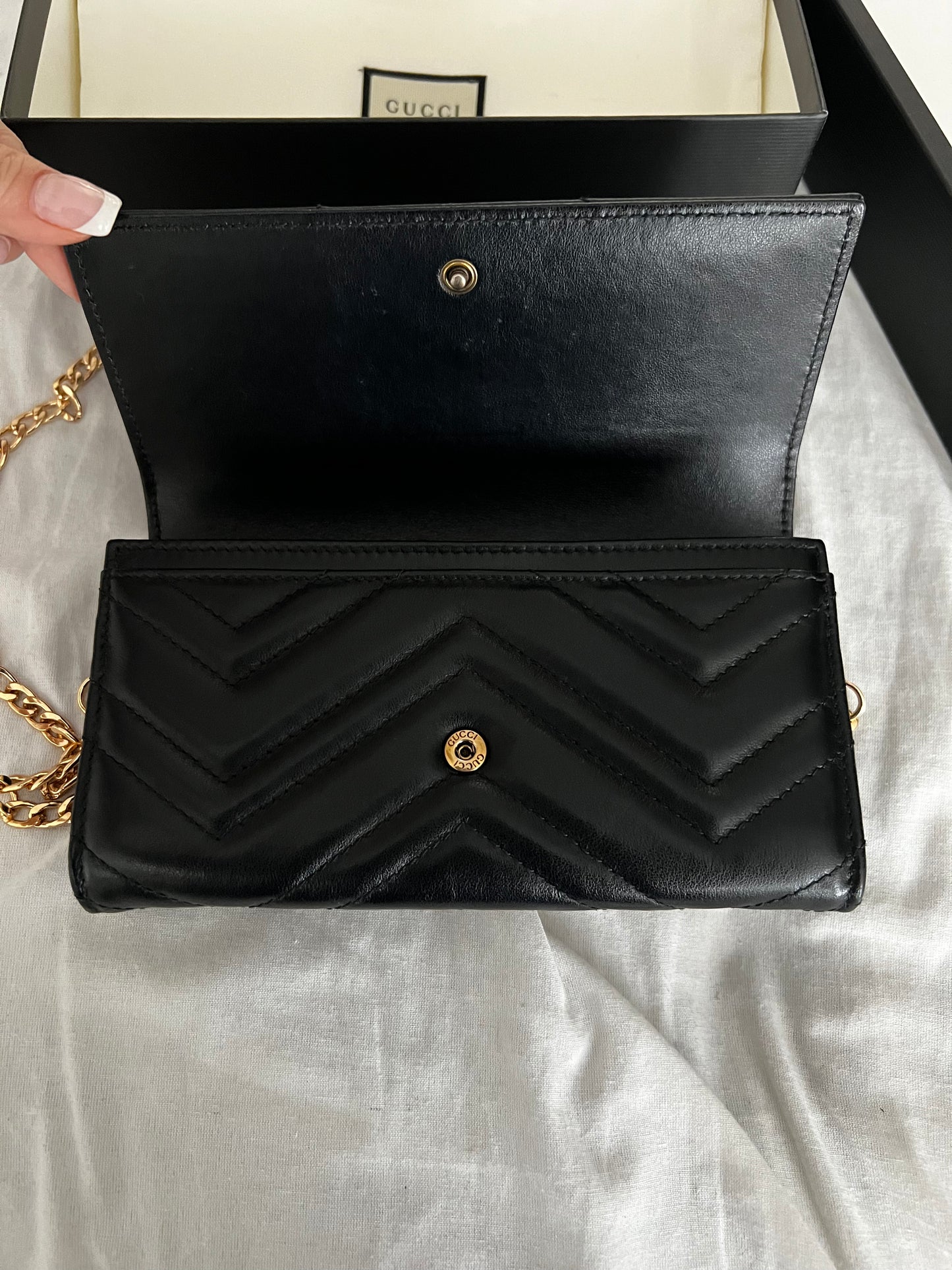 Pre-owned Gucci GG Marmont Wallet On Chain Crossbody Bag