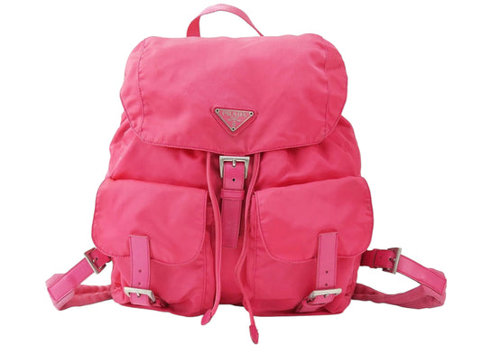 Pre-owned PRADA Pink Nylon and Leather Backpack Bag