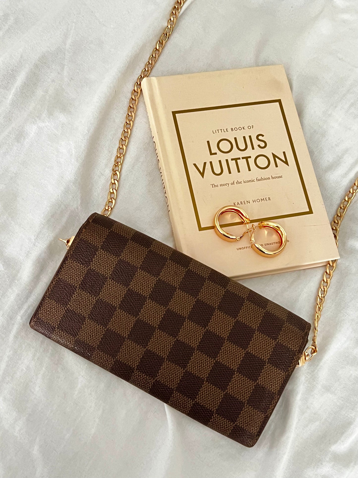 Pre-owned Louis Vuitton Damier Ebene Wallet On Chain Crossbody Bag