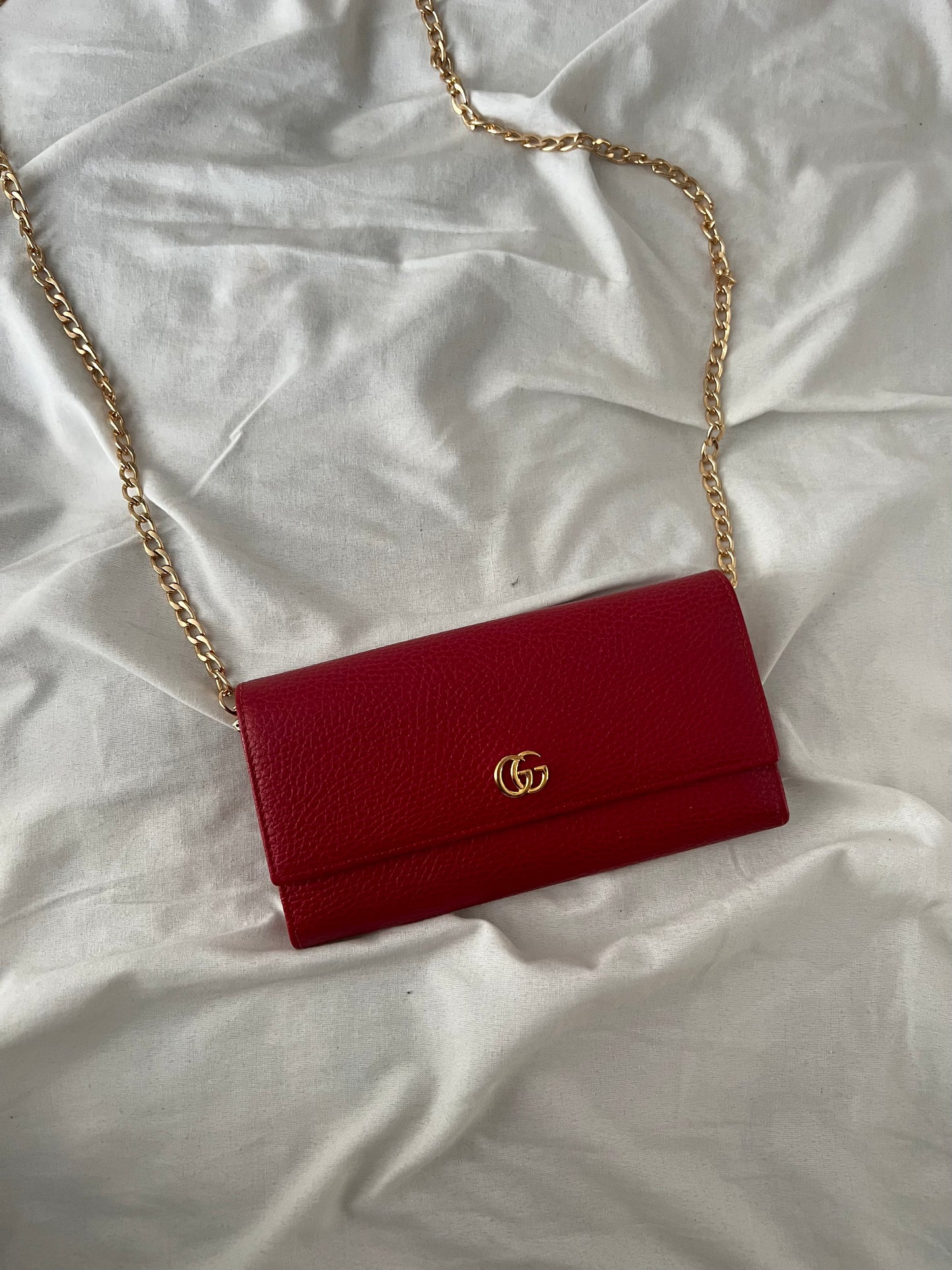 Pre-owned Gucci GG Marmont Wallet On Chain Crossbody Bag