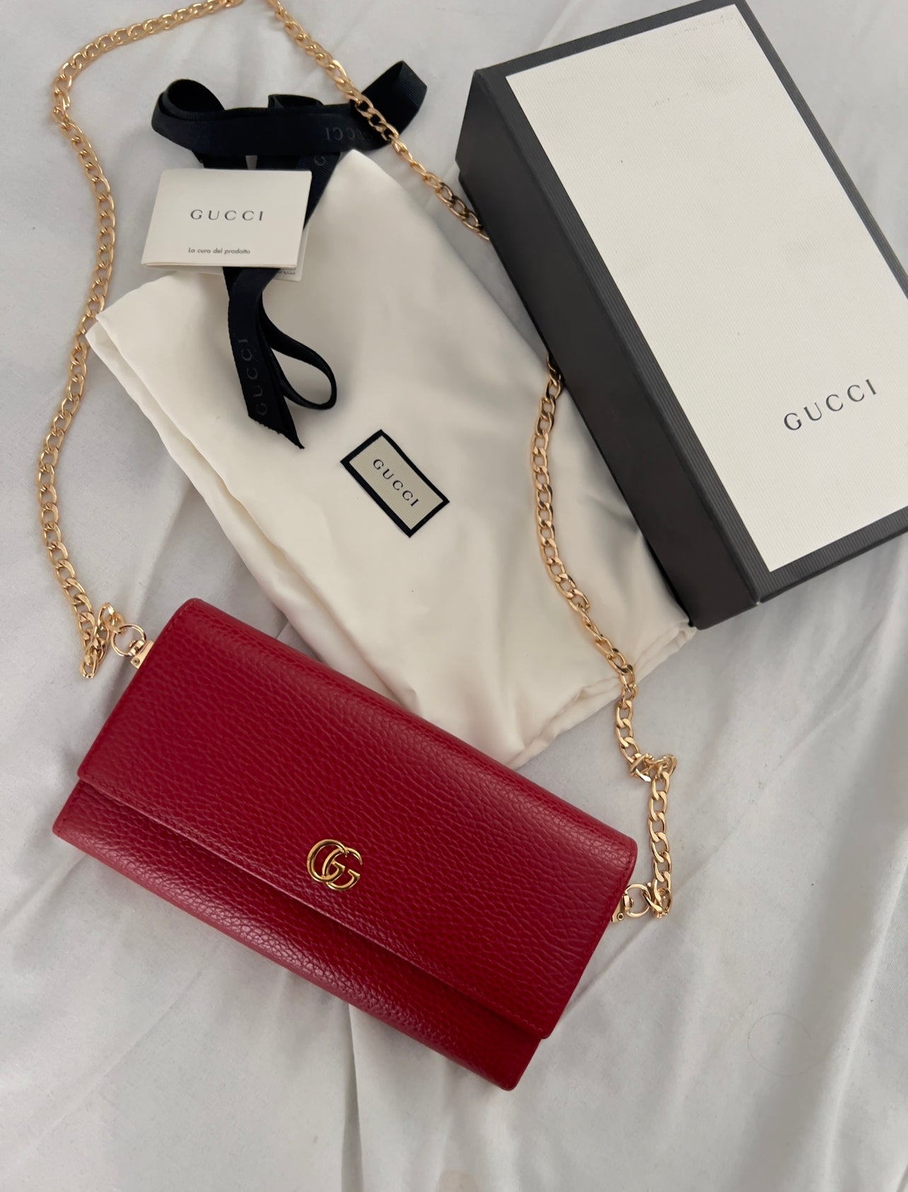 Pre-owned Gucci GG Marmont Wallet On Chain Crossbody Bag