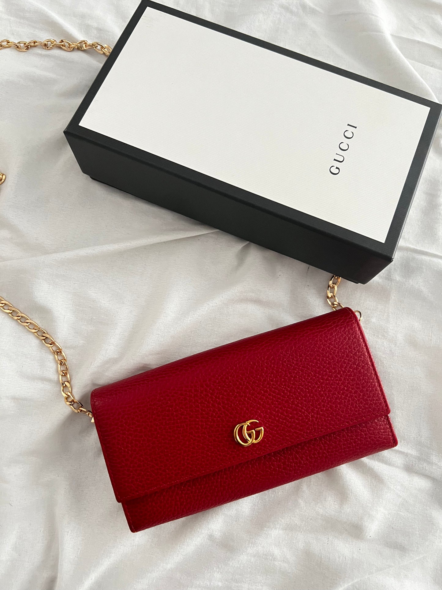 Pre-owned Gucci GG Marmont Wallet On Chain Crossbody Bag