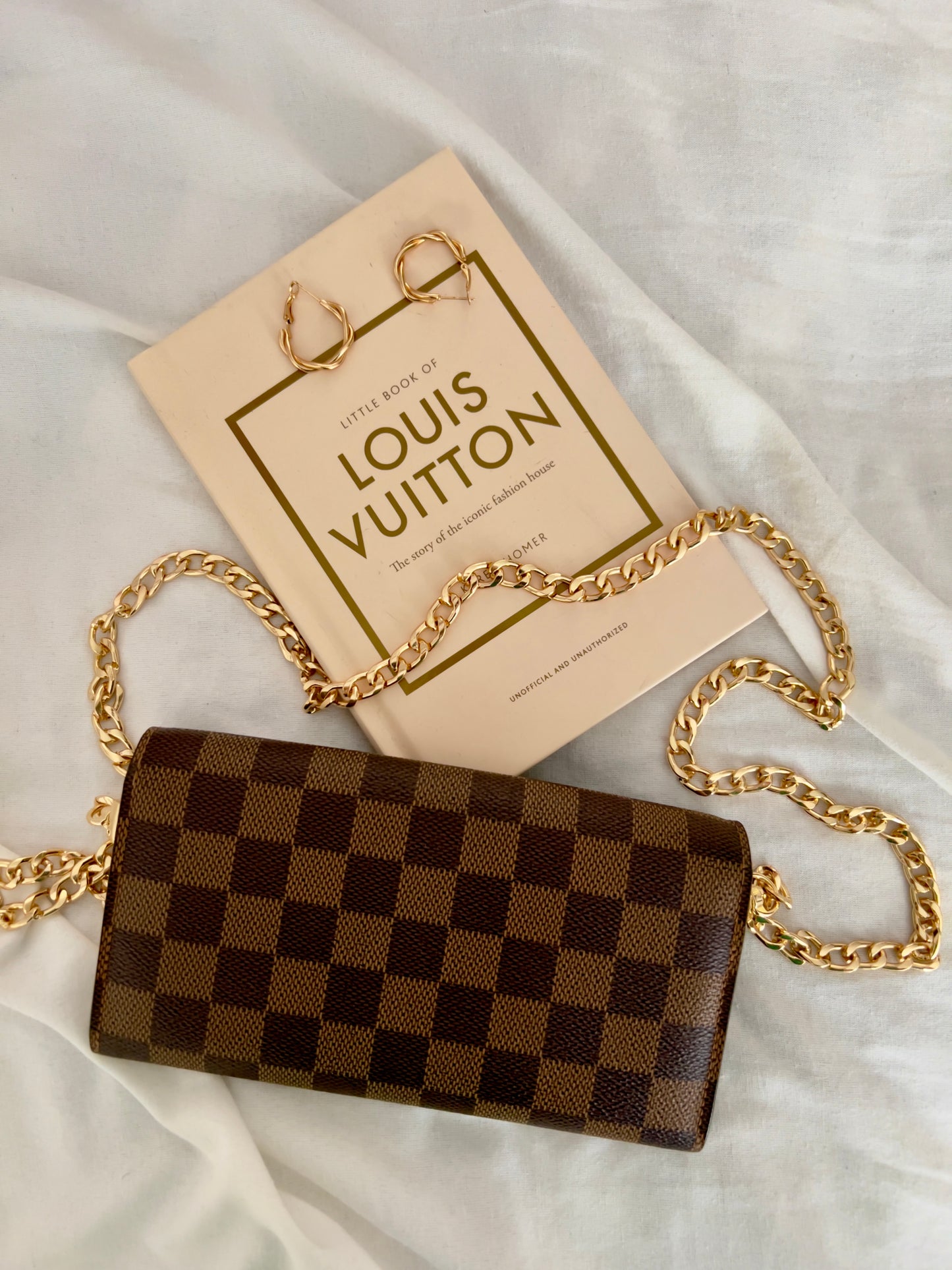 Pre-owned Louis Vuitton Damier Ebene Wallet On Chain Crossbody Bag