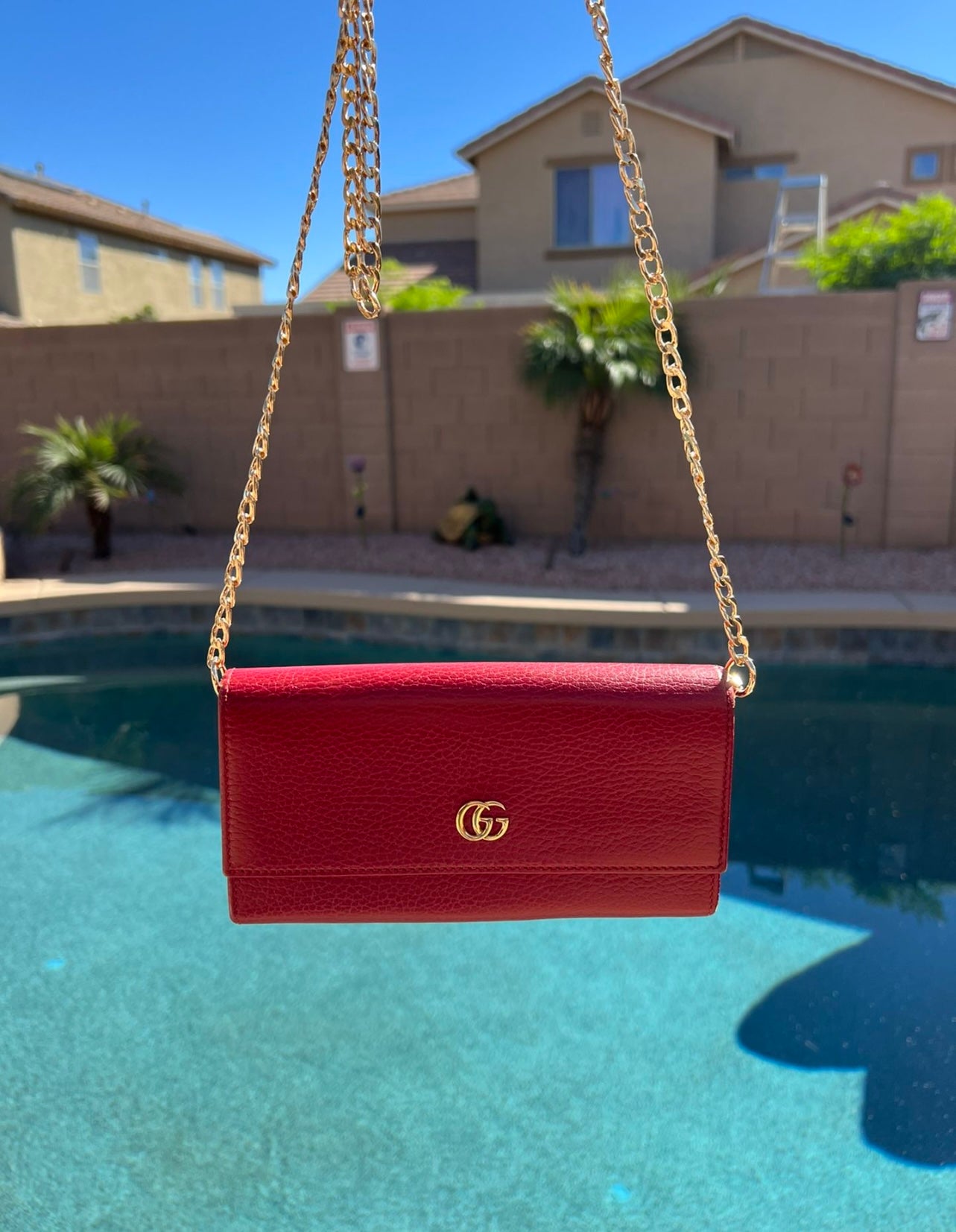 Pre-owned Gucci Marmont Wallet On Chain Crossbody Bag