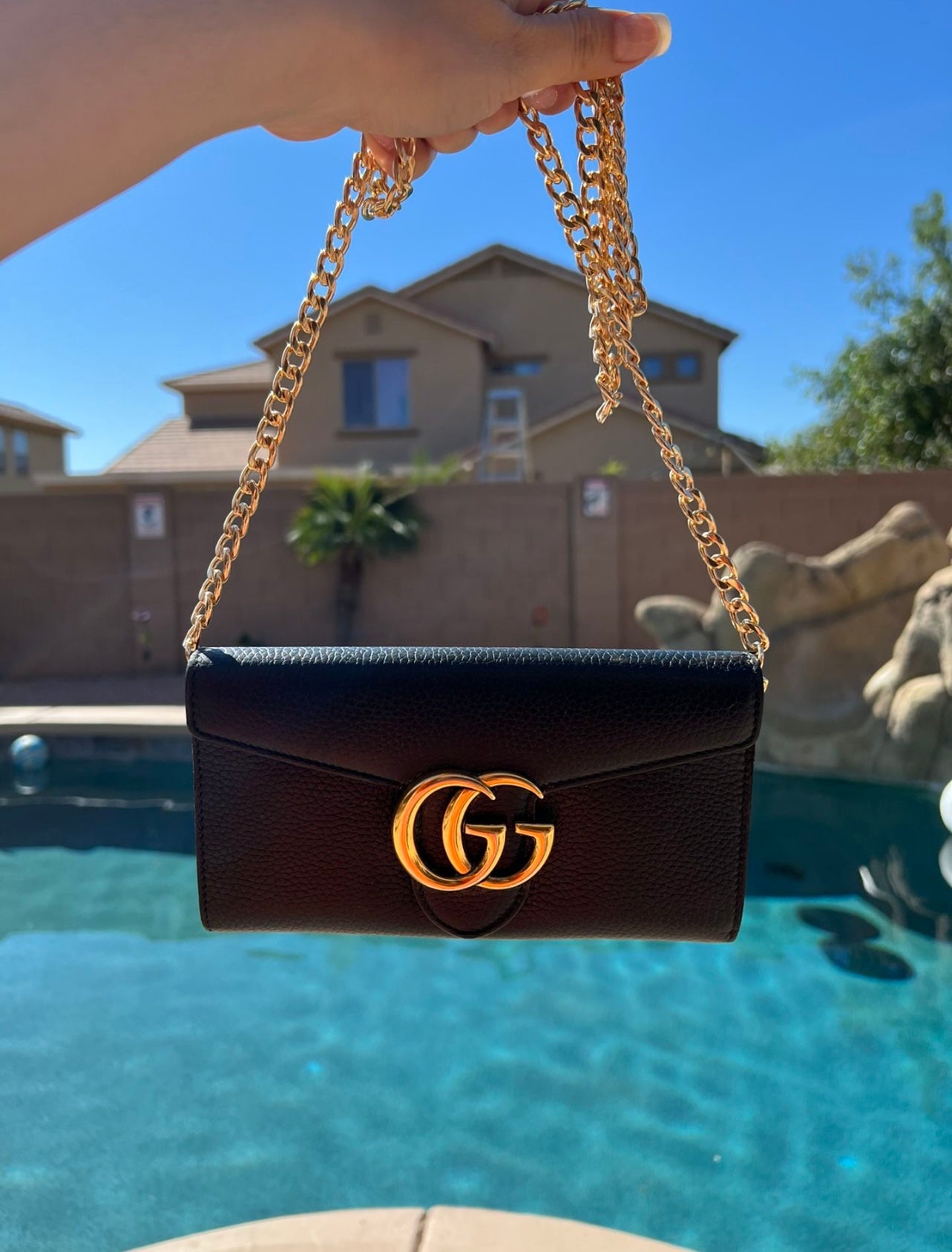 Pre-owned Gucci Marmont Wallet On Chain