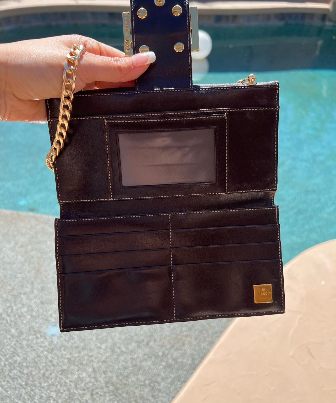 Pre-owned Fendi Zucca Wallet On Chain