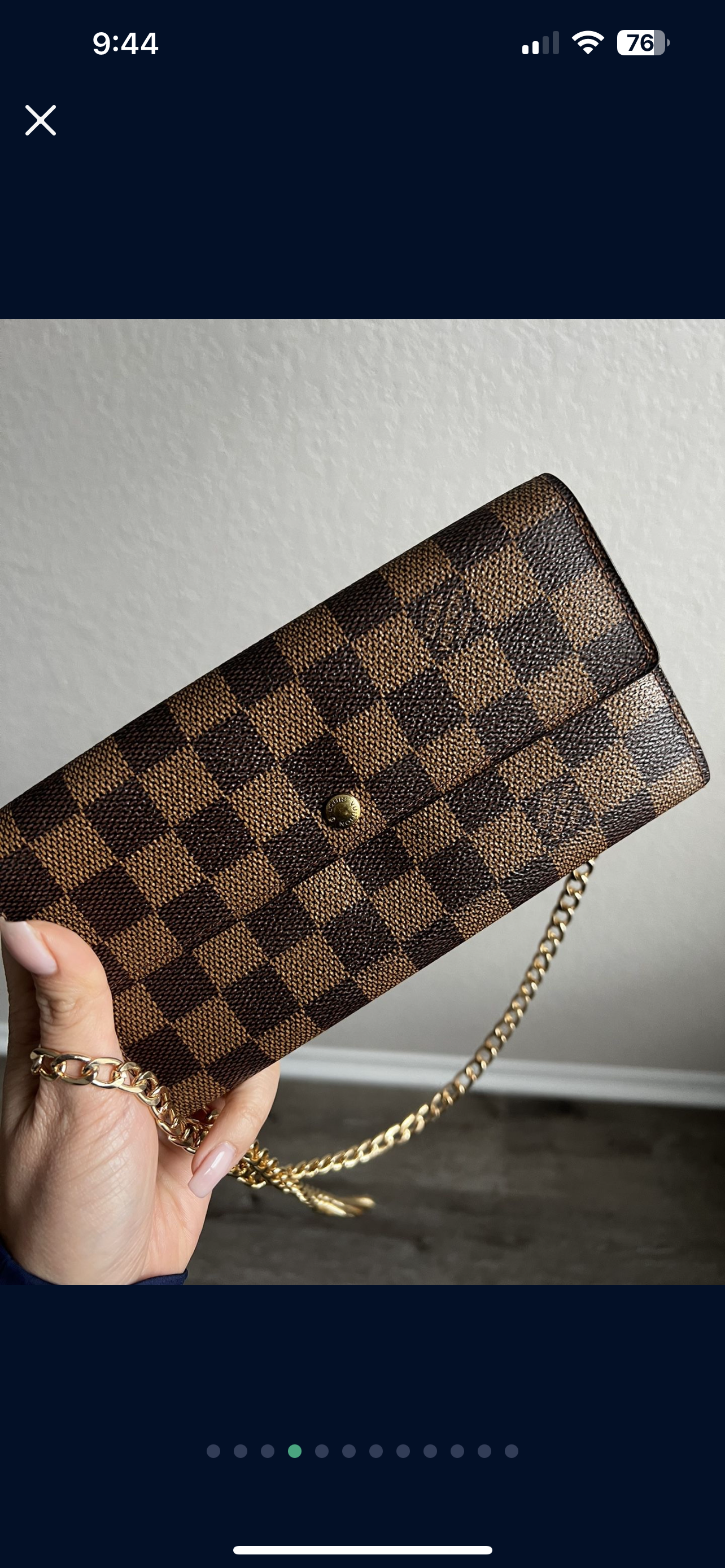 Pre-owned Louis Vuitton Damier Ebene Wallet On Chain Crossbody Bag