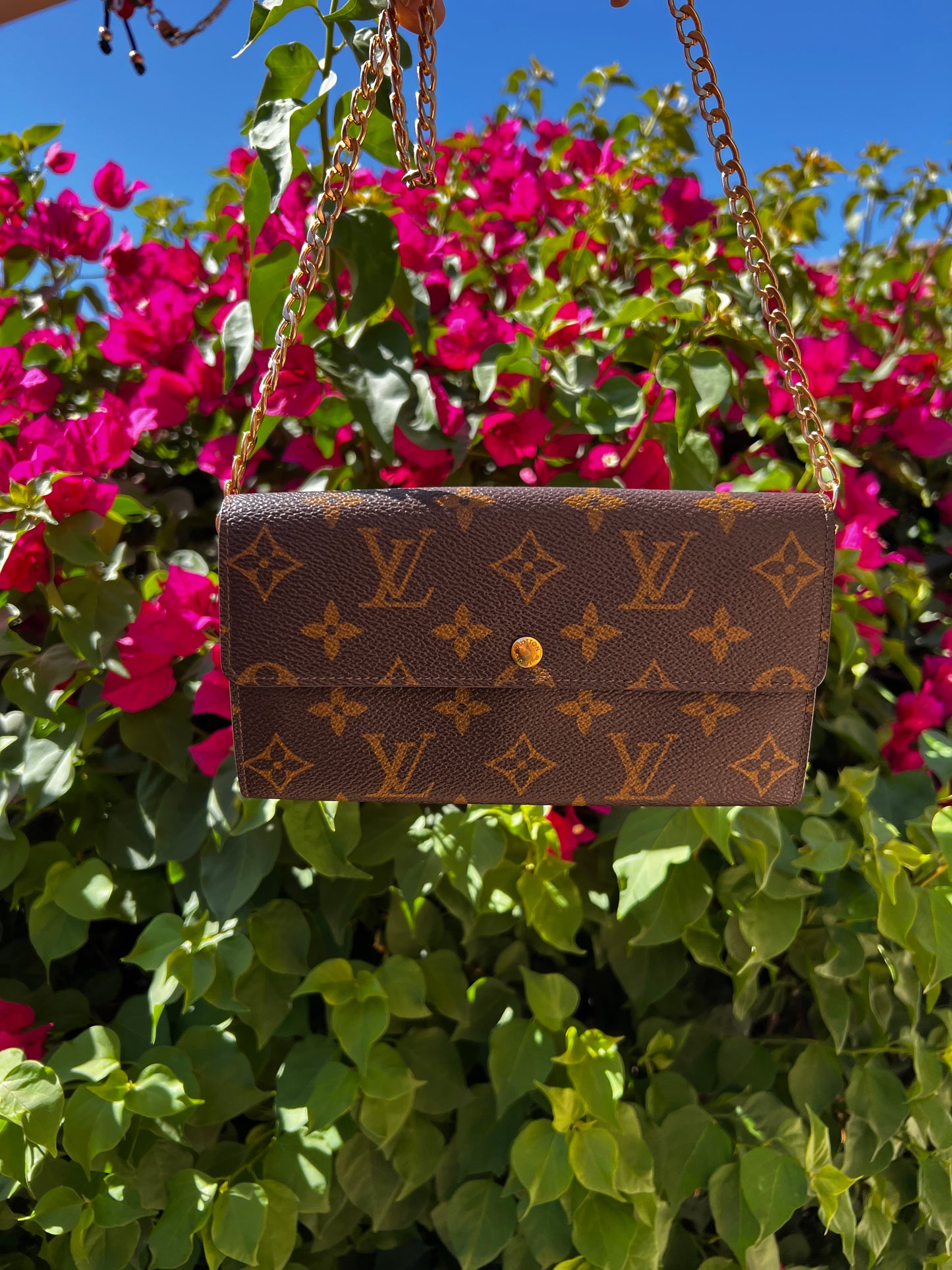 Pre-owned Louis Vuitton Monogram Wallet On Chain