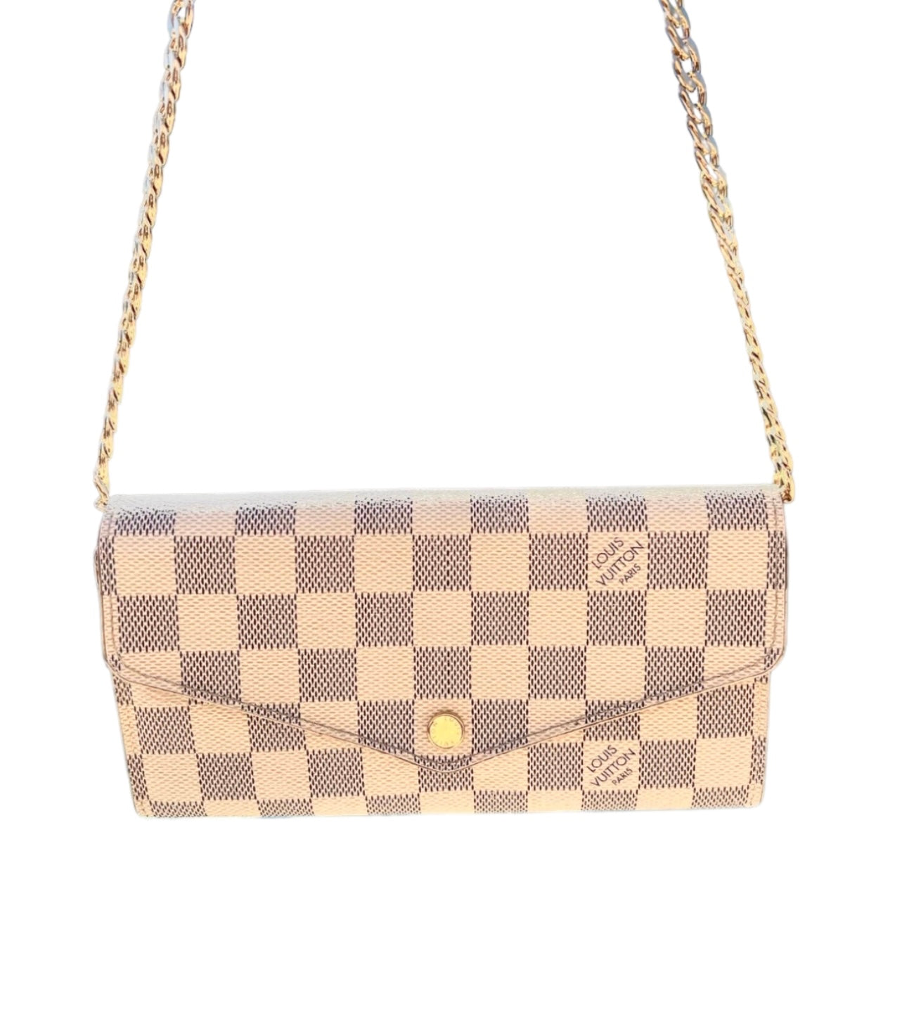 Pre-owned Louis Vuitton Damier Azur Wallet On Chain