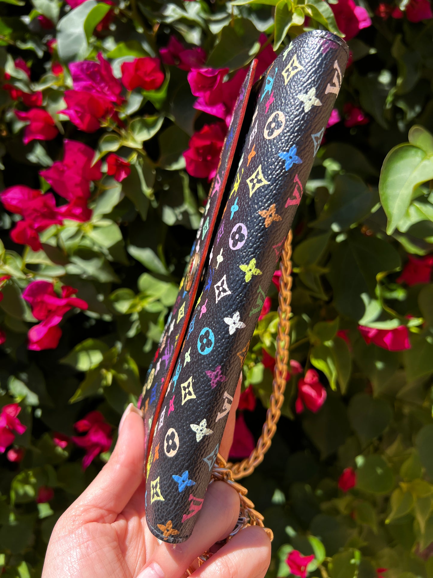 Pre-owned Louis Vuitton x Takashi Murakami Monogram Multicolor Black Sarah Wallet On Chain Crossbody Bag