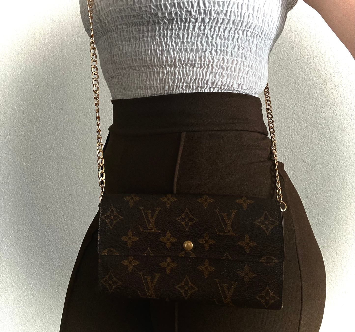 Pre-owned Louis Vuitton Monogram Wallet On Chain Crossbody Bag