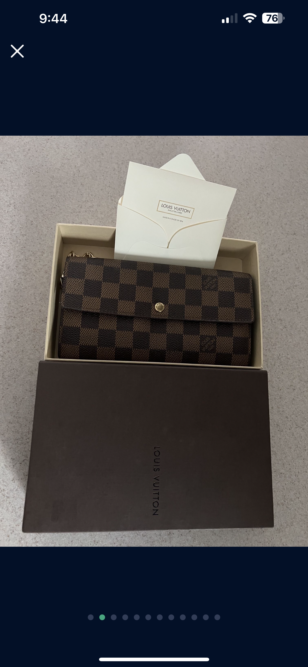 Pre-owned Louis Vuitton Damier Ebene Wallet On Chain Crossbody Bag