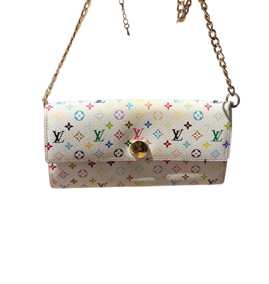 Pre-owned Louis Vuitton x Takashi Murakami Multicolore White Wallet On Chain