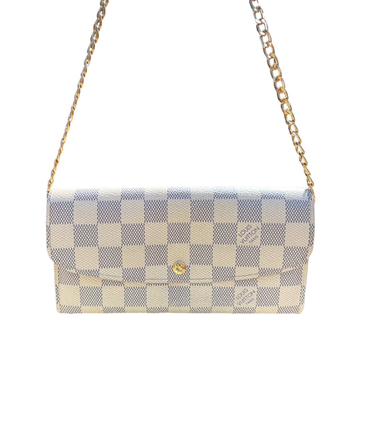 Pre-owned Louis Vuitton Damier Azur Wallet On Chain