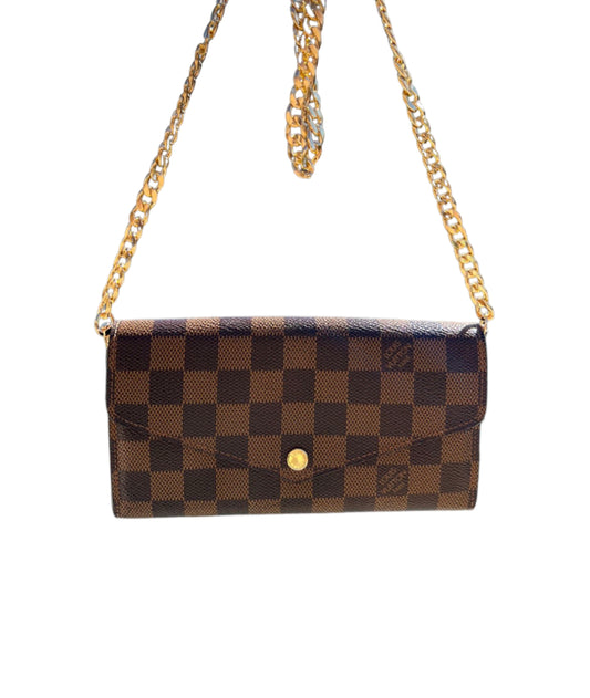 Pre-owned Louis Vuitton Damier Ebene Wallet On Chain Crossbody Bag