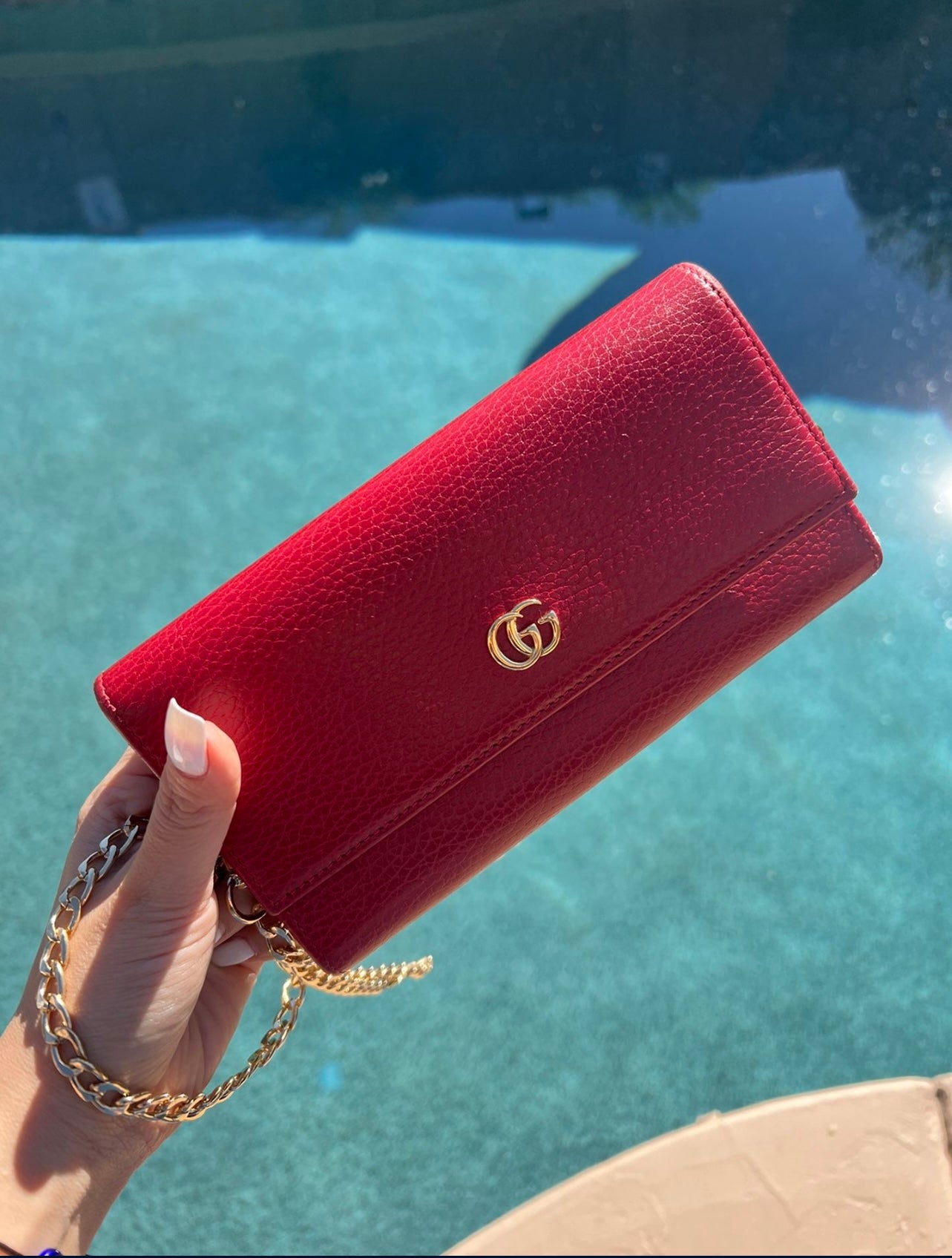 Pre-owned Gucci Marmont Wallet On Chain Crossbody Bag